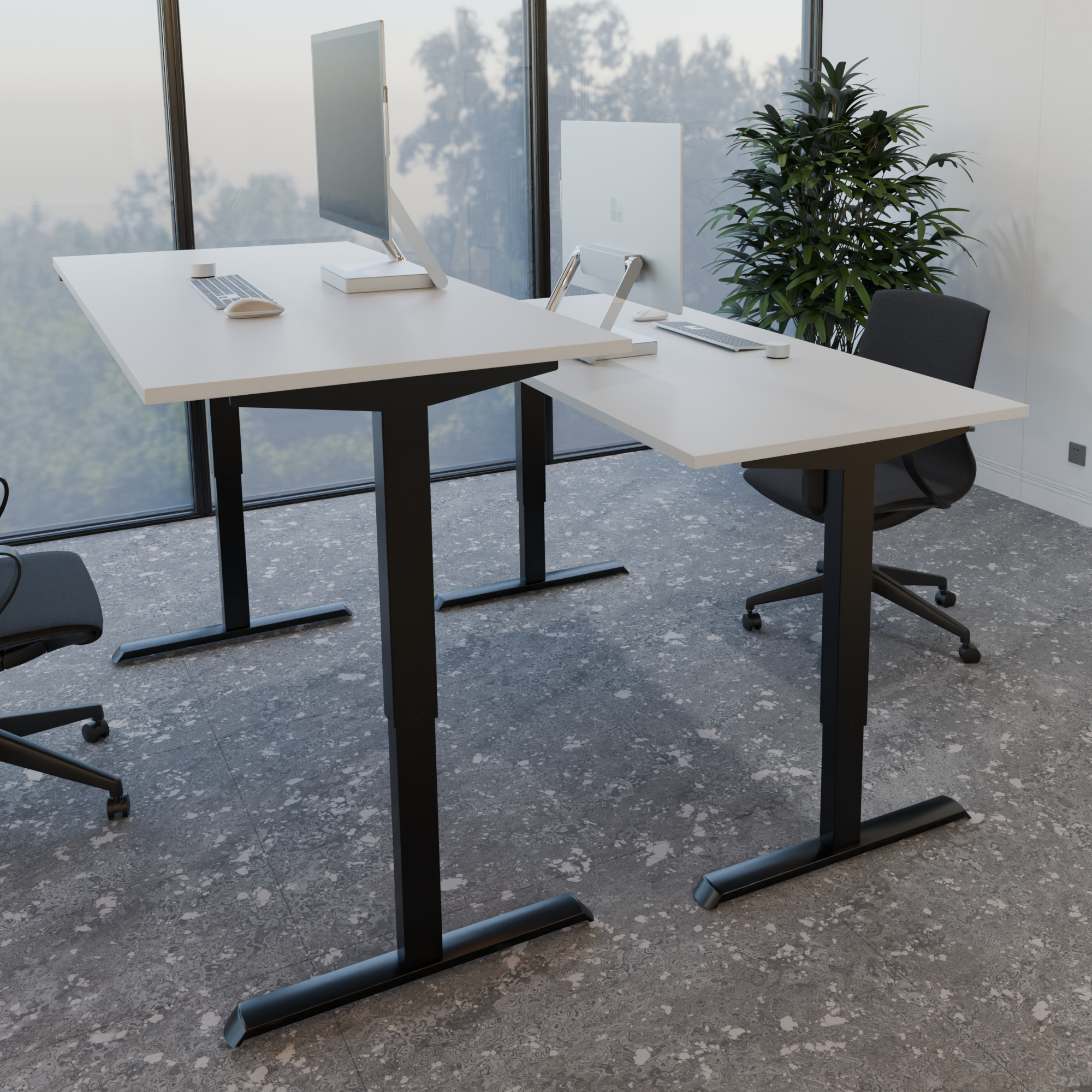 Electric Adjustable Desk | 140x80 cm | White with black frame