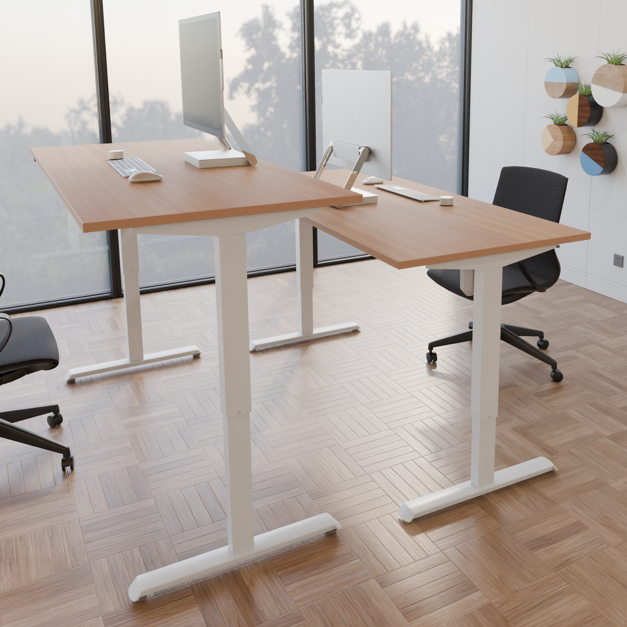 Electric Adjustable Desk | 120x80 cm | Beech with white frame