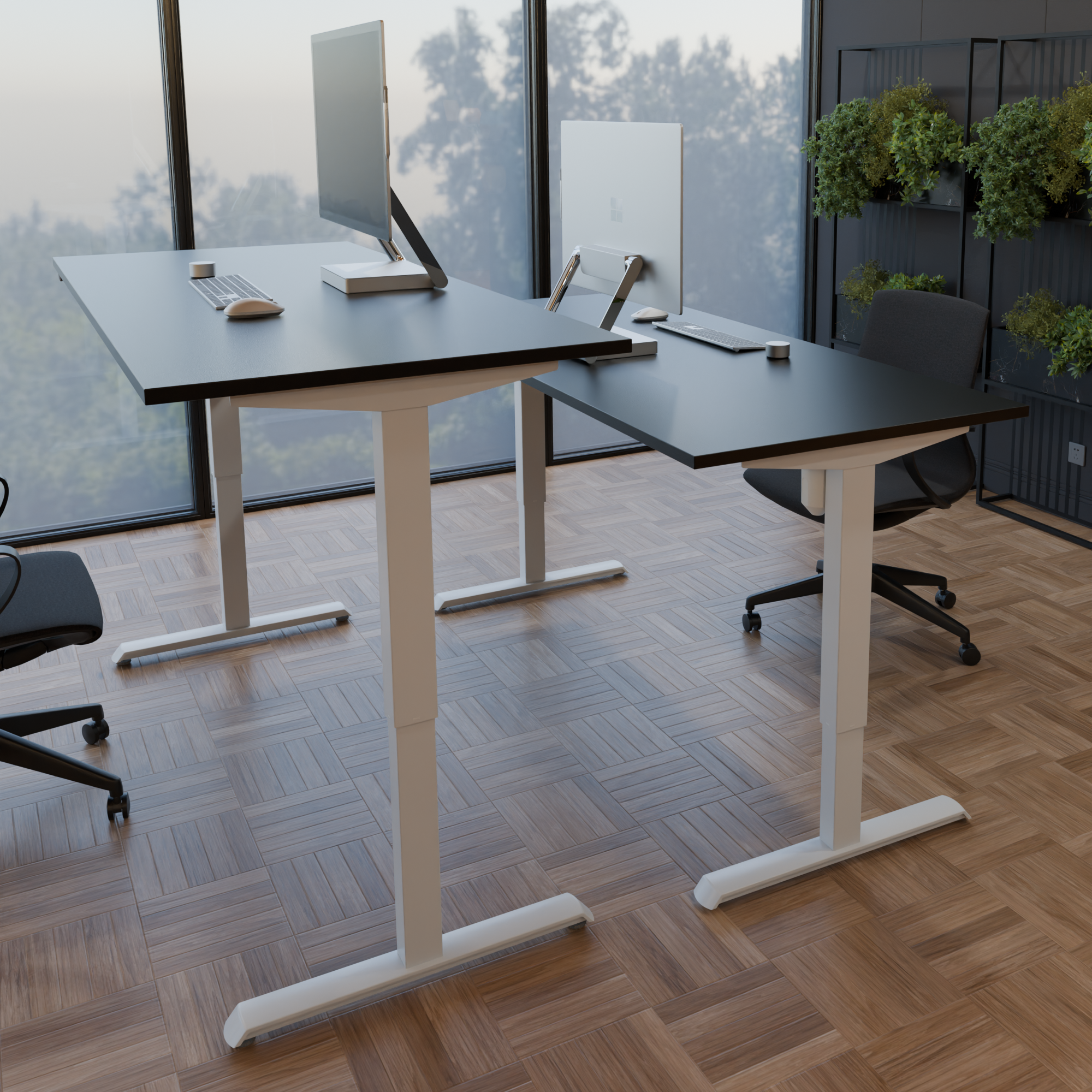 Electric Adjustable Desk | 160x80 cm | Black  with white frame