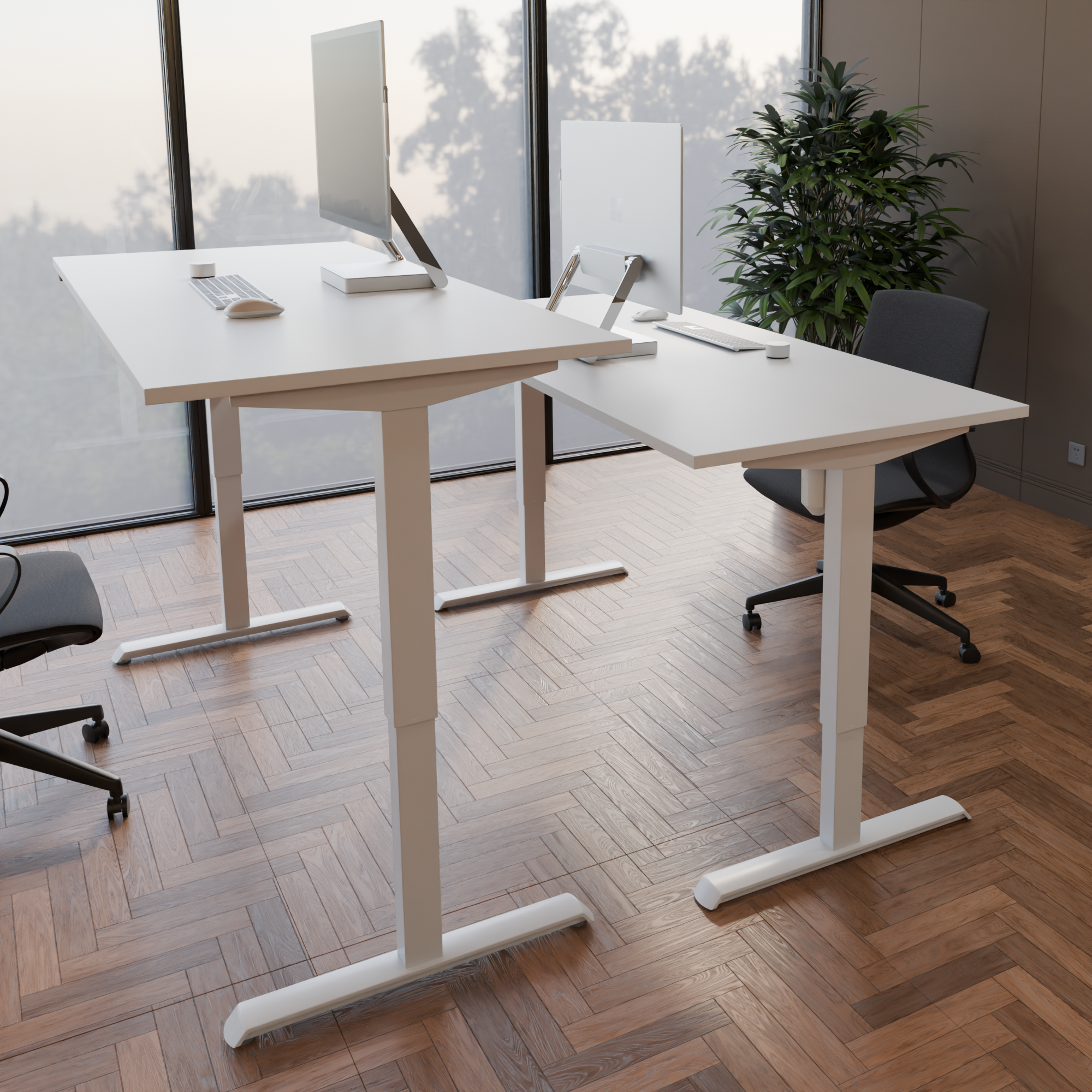 Electric Adjustable Desk | 160x80 cm | White with white frame