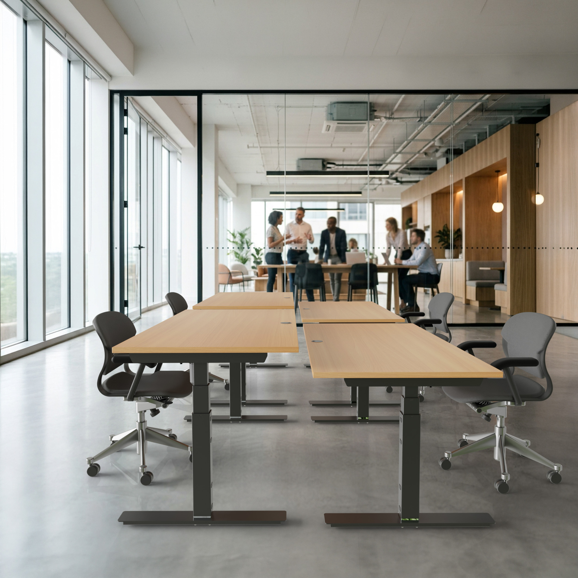 Ergonomic desk | 180x80 cm | Beech with black frame