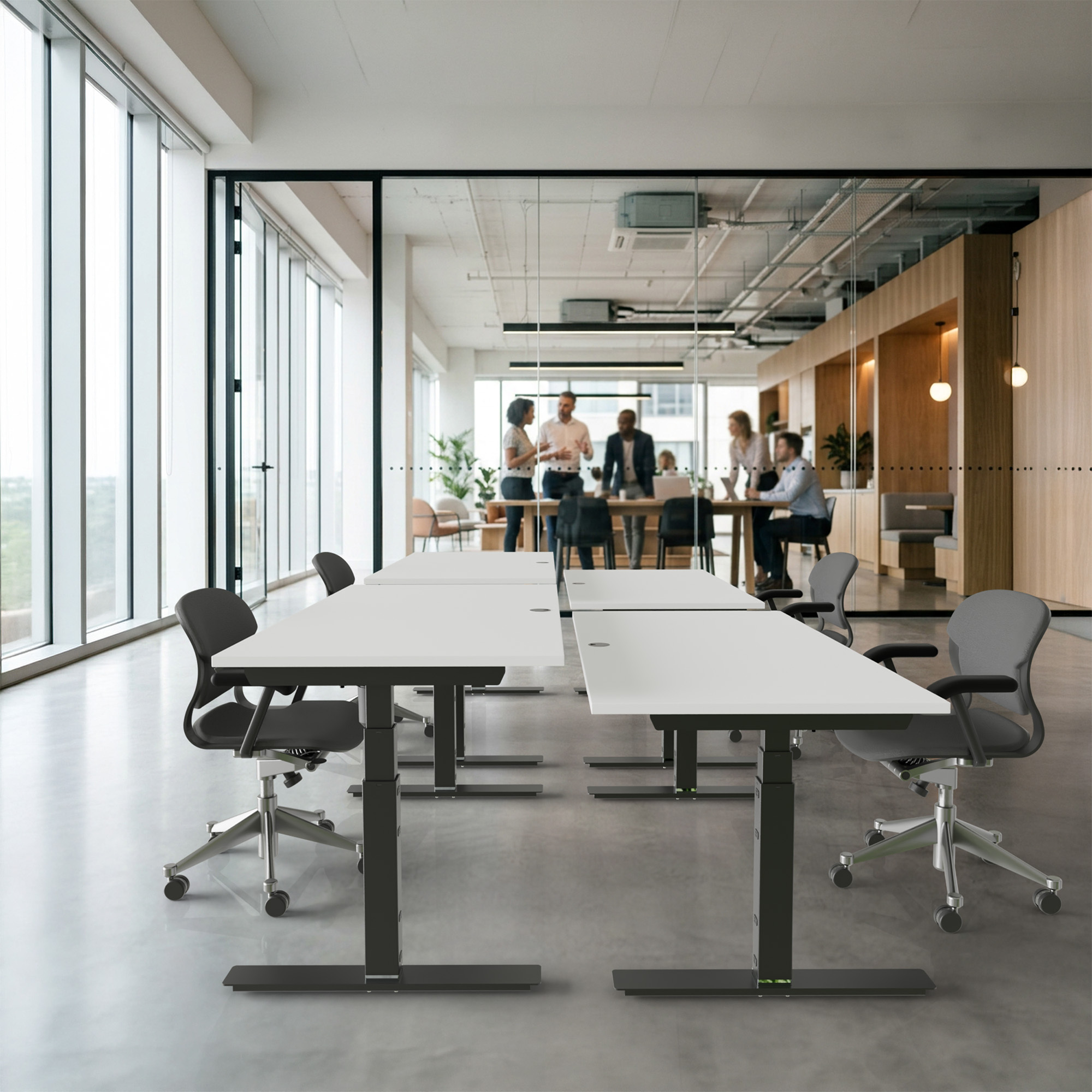 Ergonomic desk | 180x80 cm | White with black frame