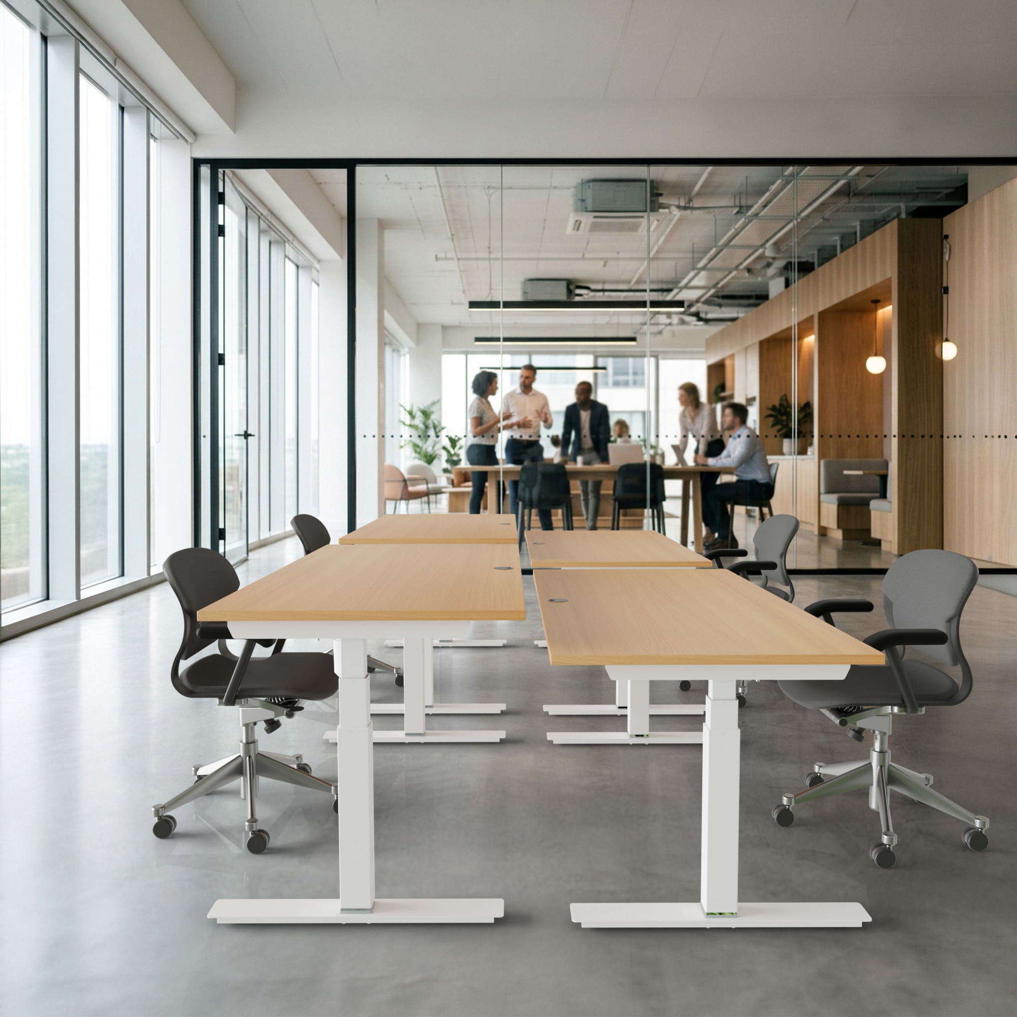Ergonomic desk | 180x80 cm | Beech with white frame