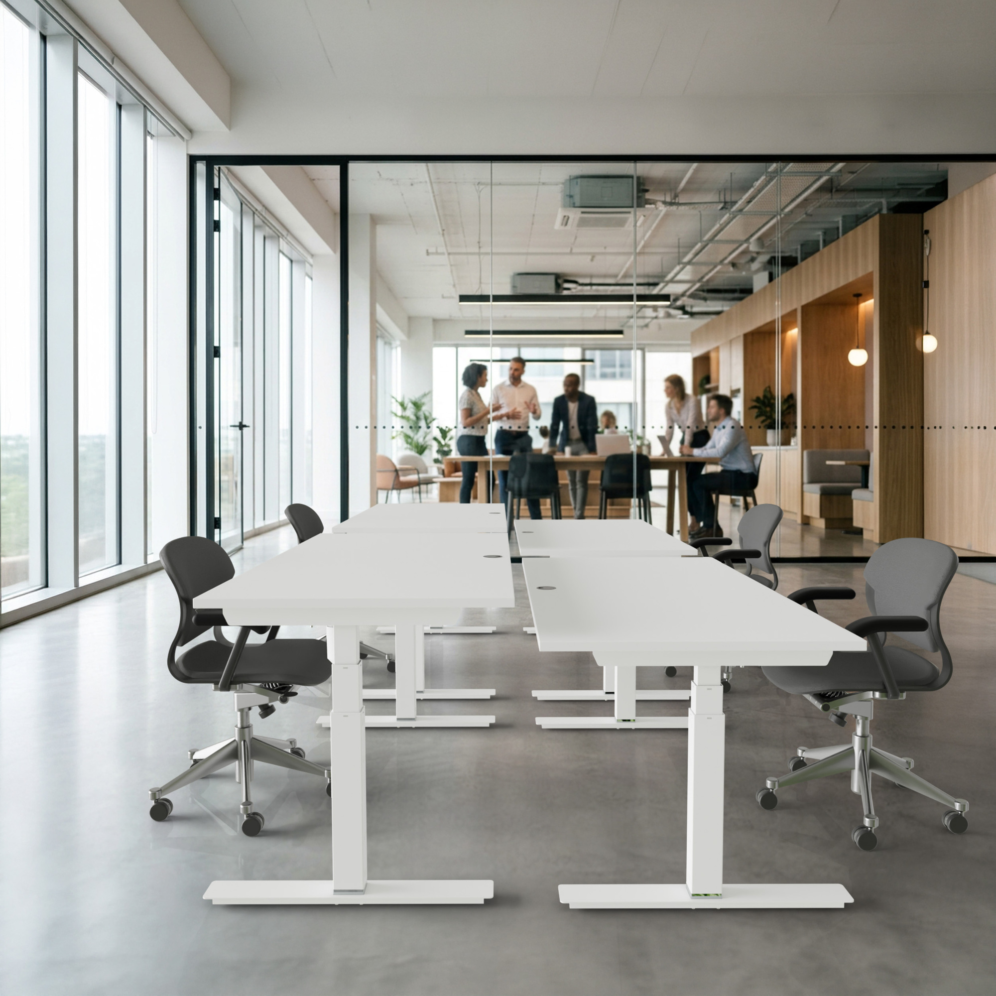 Ergonomic desk | 180x80 cm | White with white frame