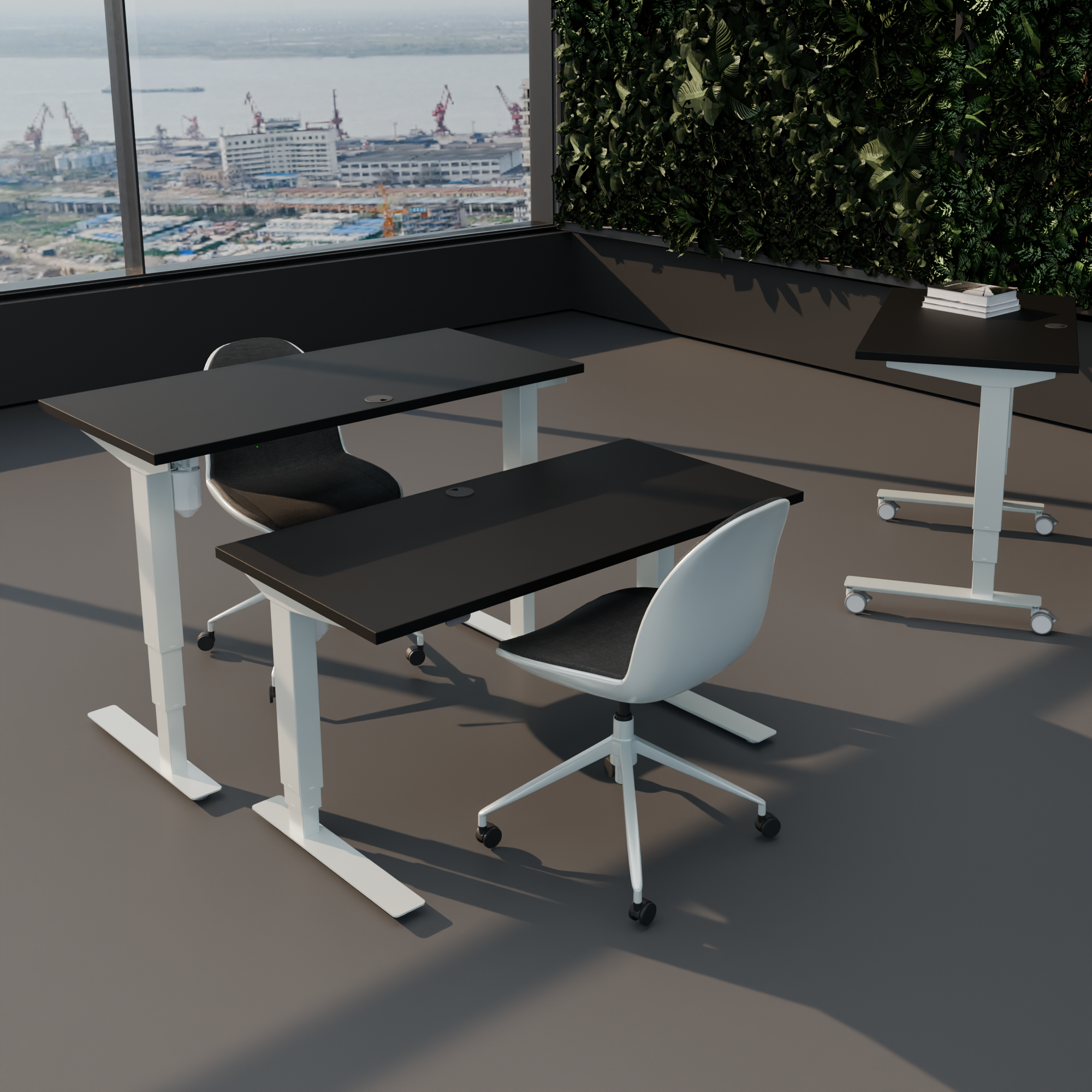 Electric Adjustable Desk | 100x60 cm | Black  with white frame