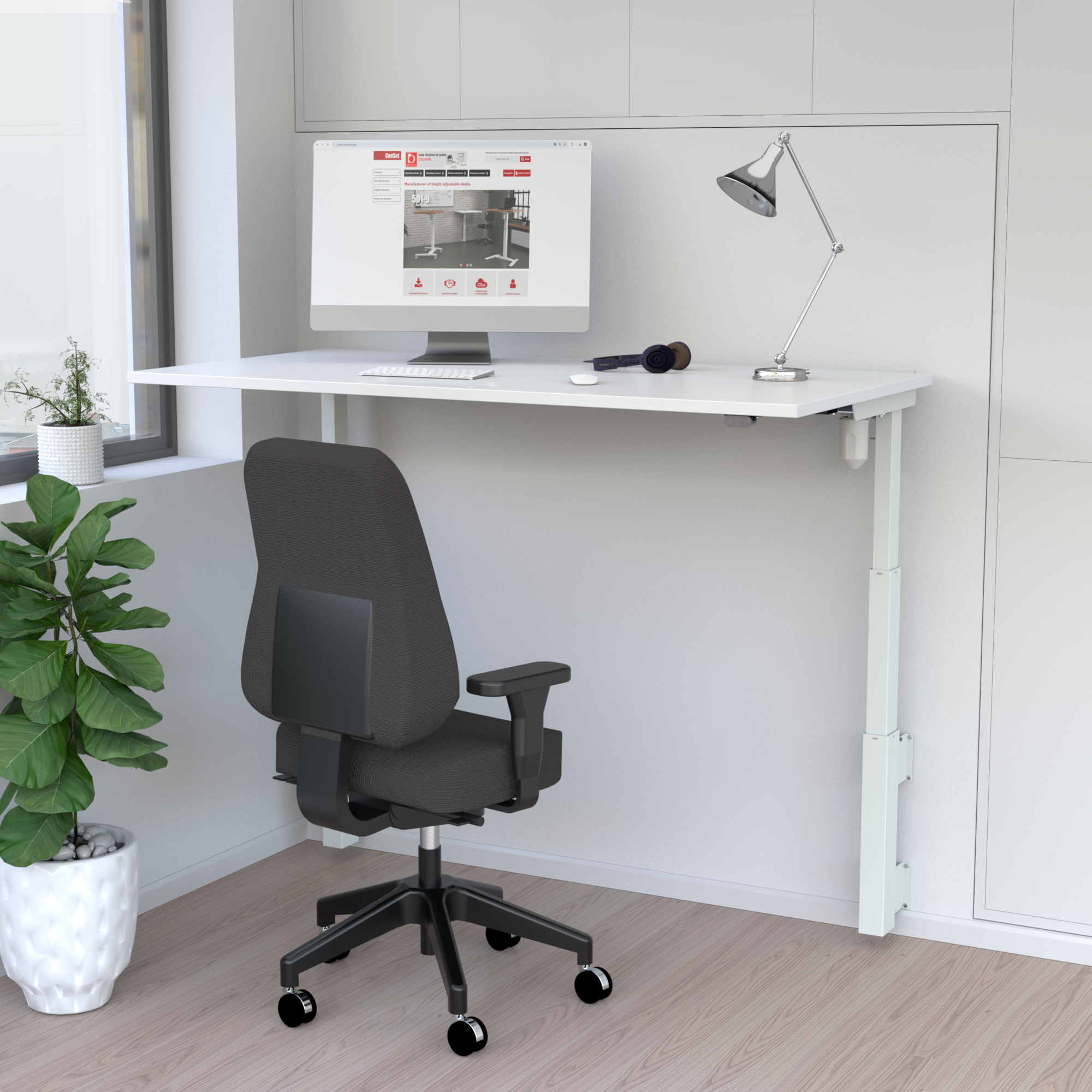 Electric Adjustable Desk | 120x80 cm | White with white frame