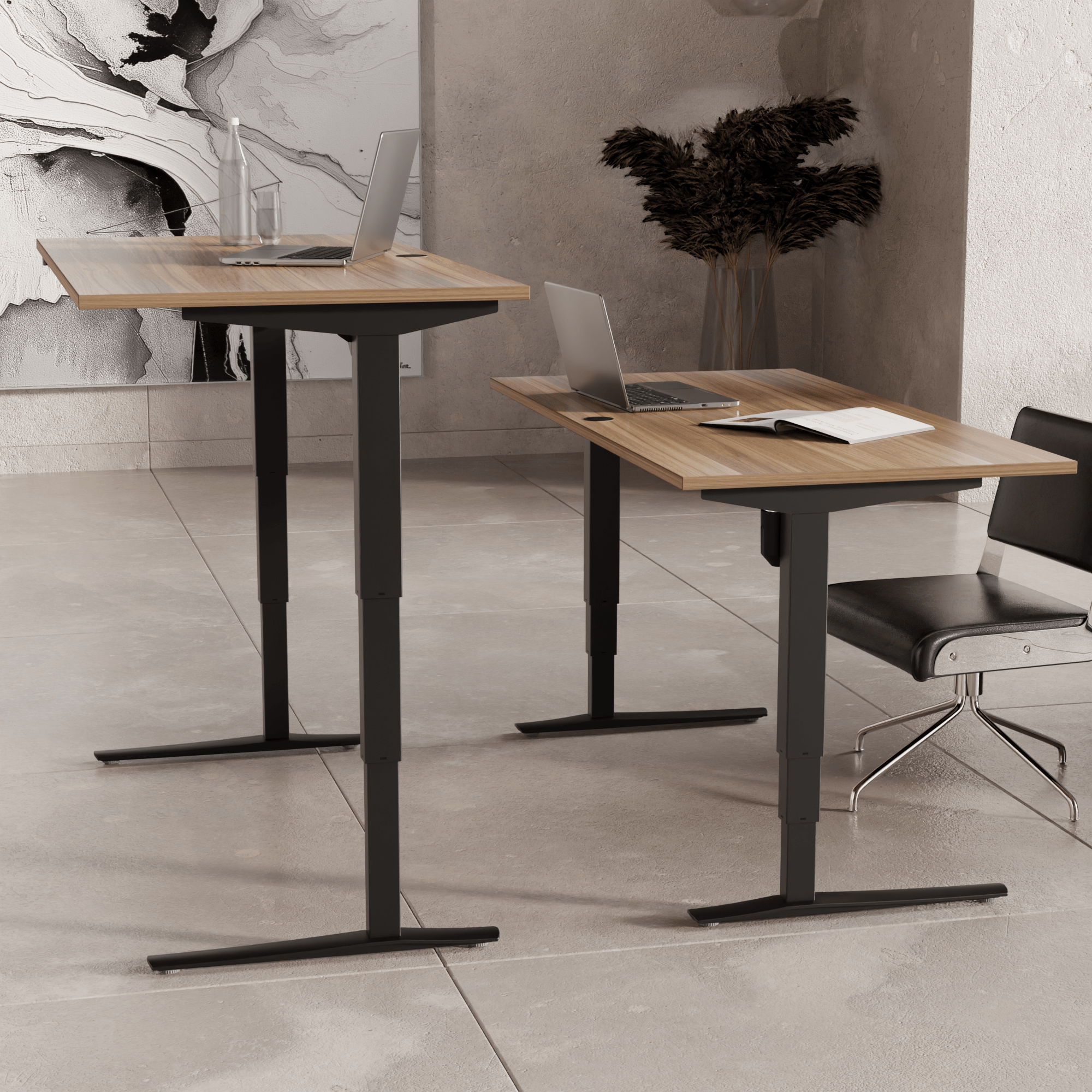 Electric Adjustable Desk | 180x80 cm | Walnut with black frame