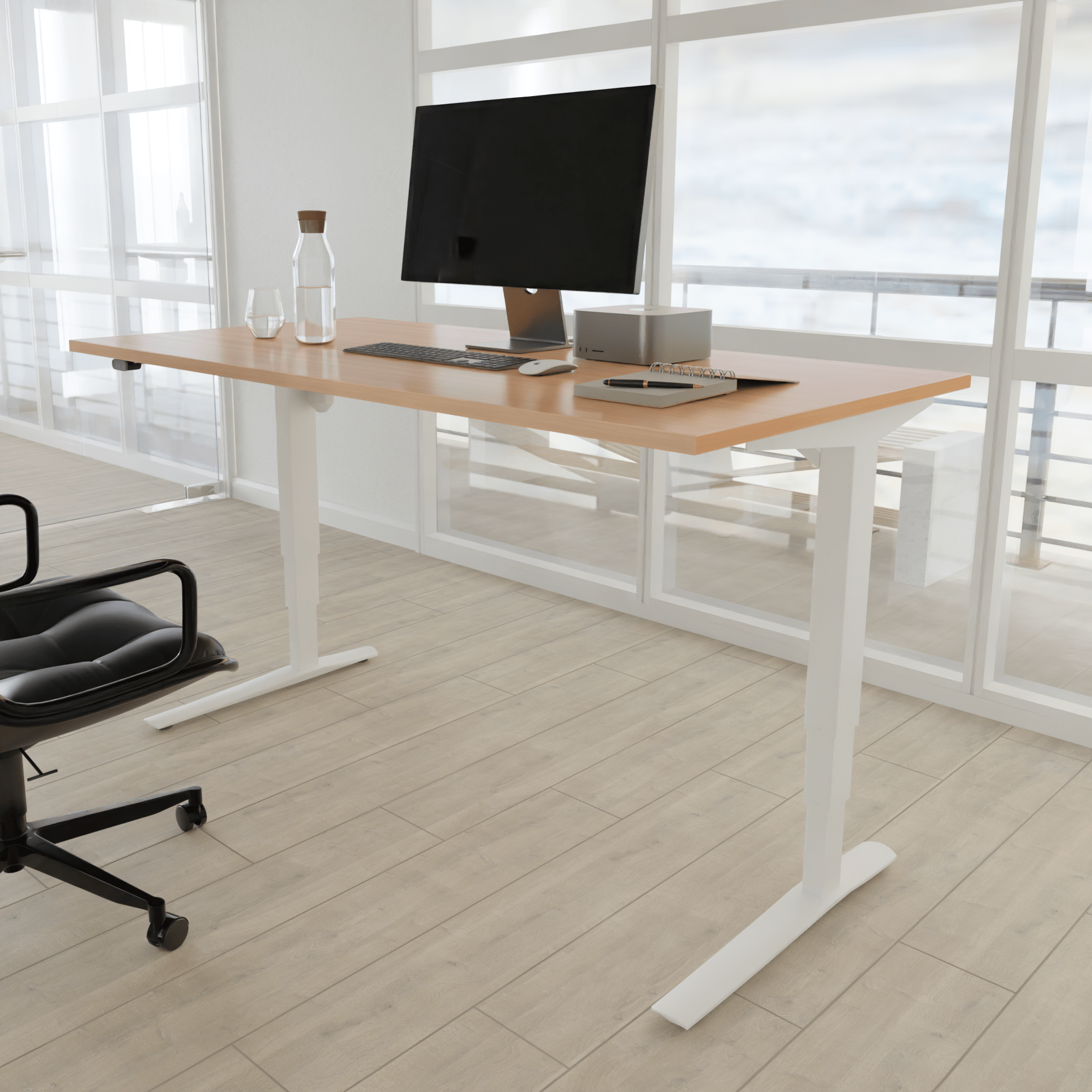 Electric Adjustable Desk | 120x80 cm | Beech with white frame