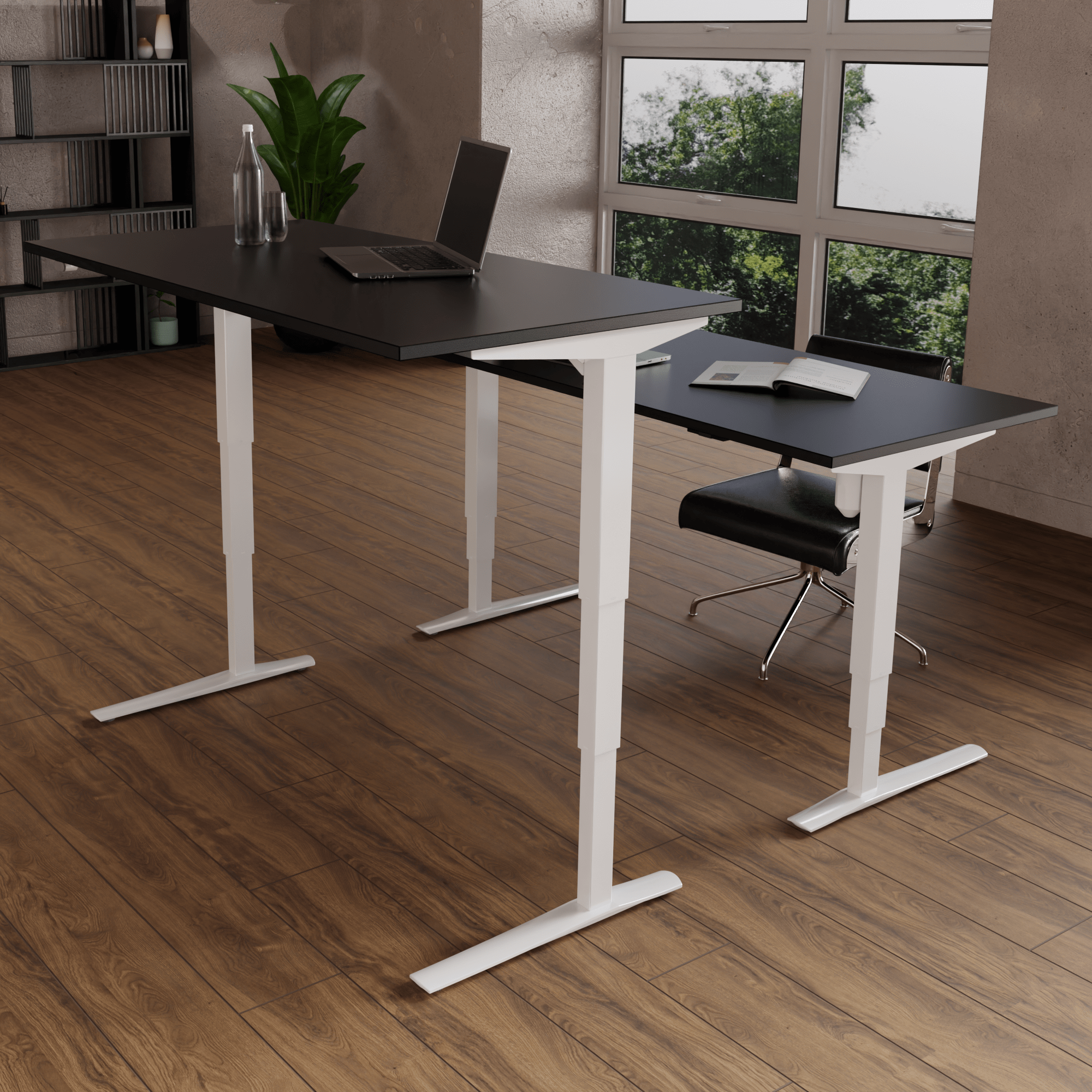 Electric Adjustable Desk | 160x80 cm | Black  with white frame
