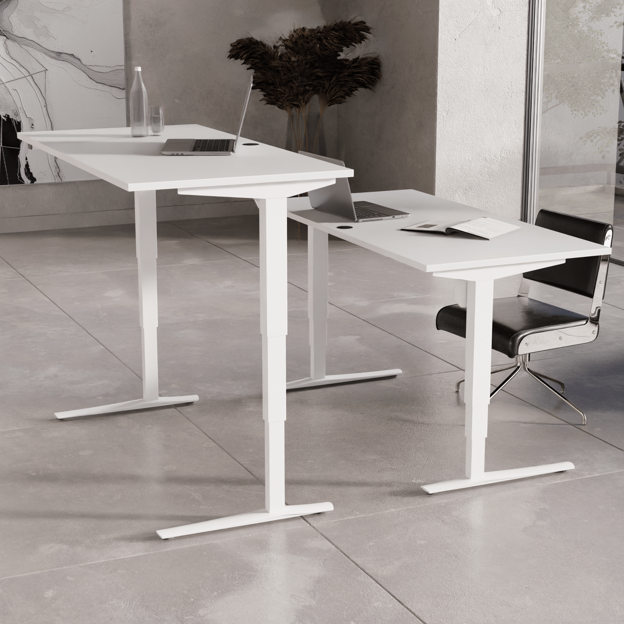 Electric Adjustable Desk | 160x80 cm | White with white frame