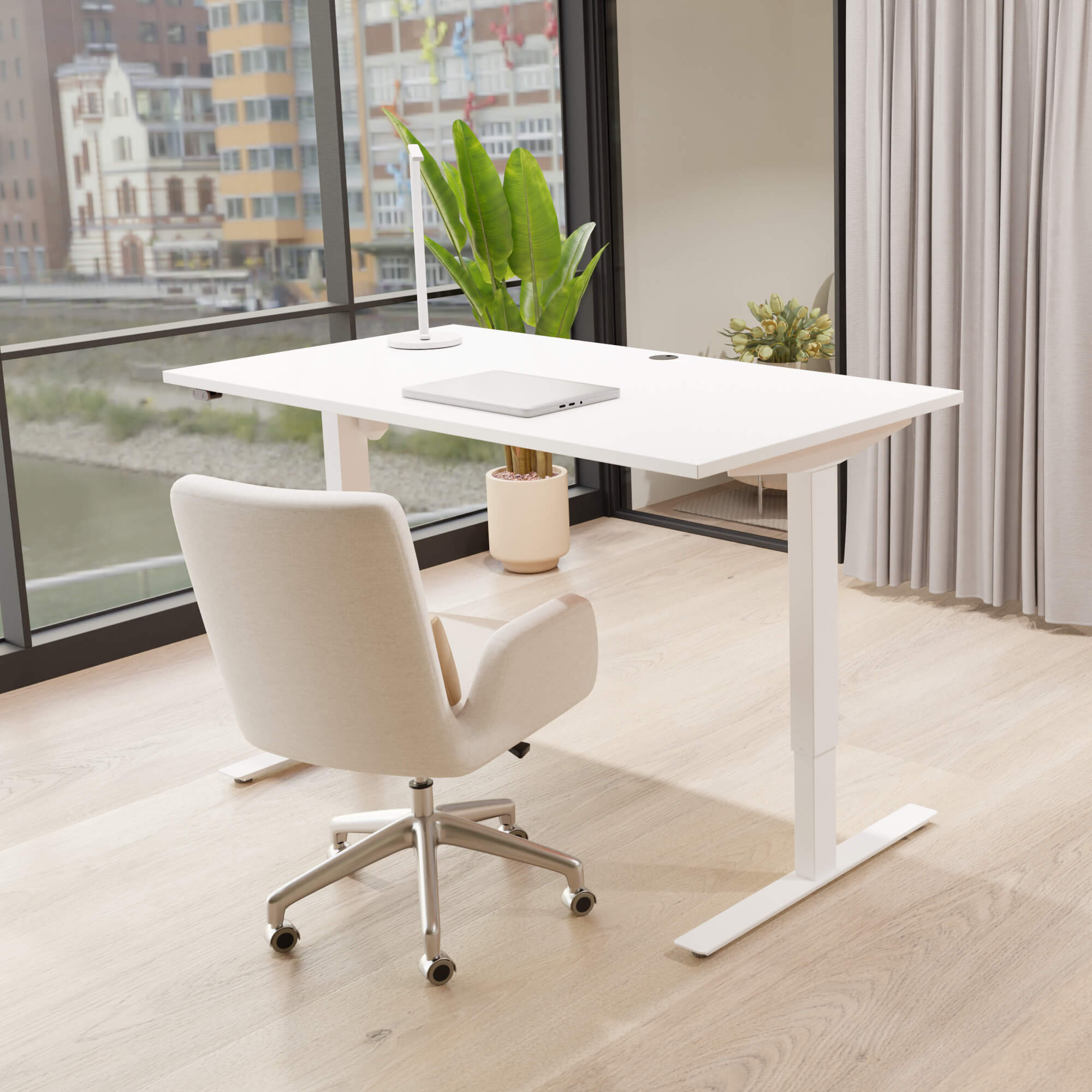 Electric Adjustable Desk | 180x80 cm | White with white frame