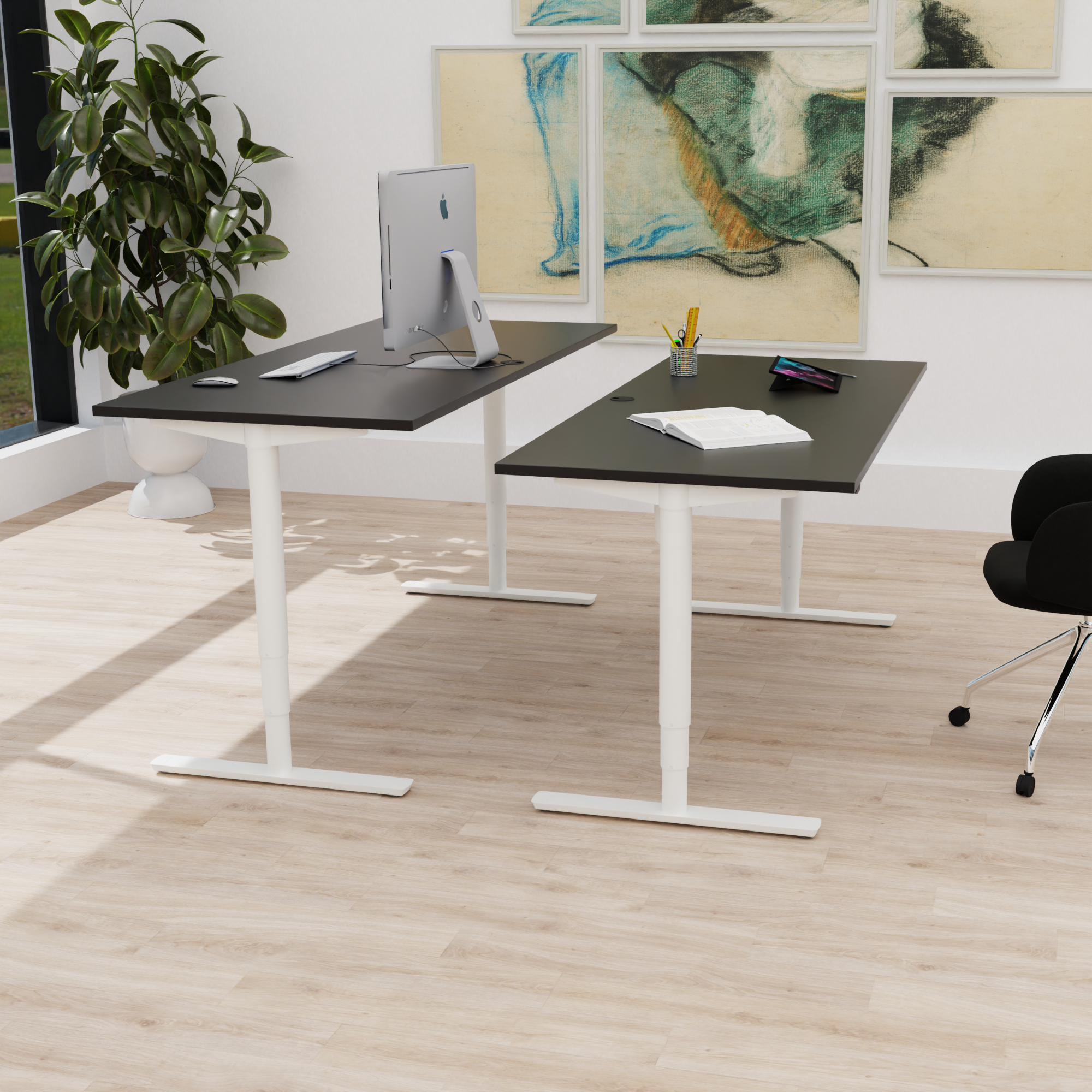 Electric Adjustable Desk | 160x80 cm | Black  with white frame