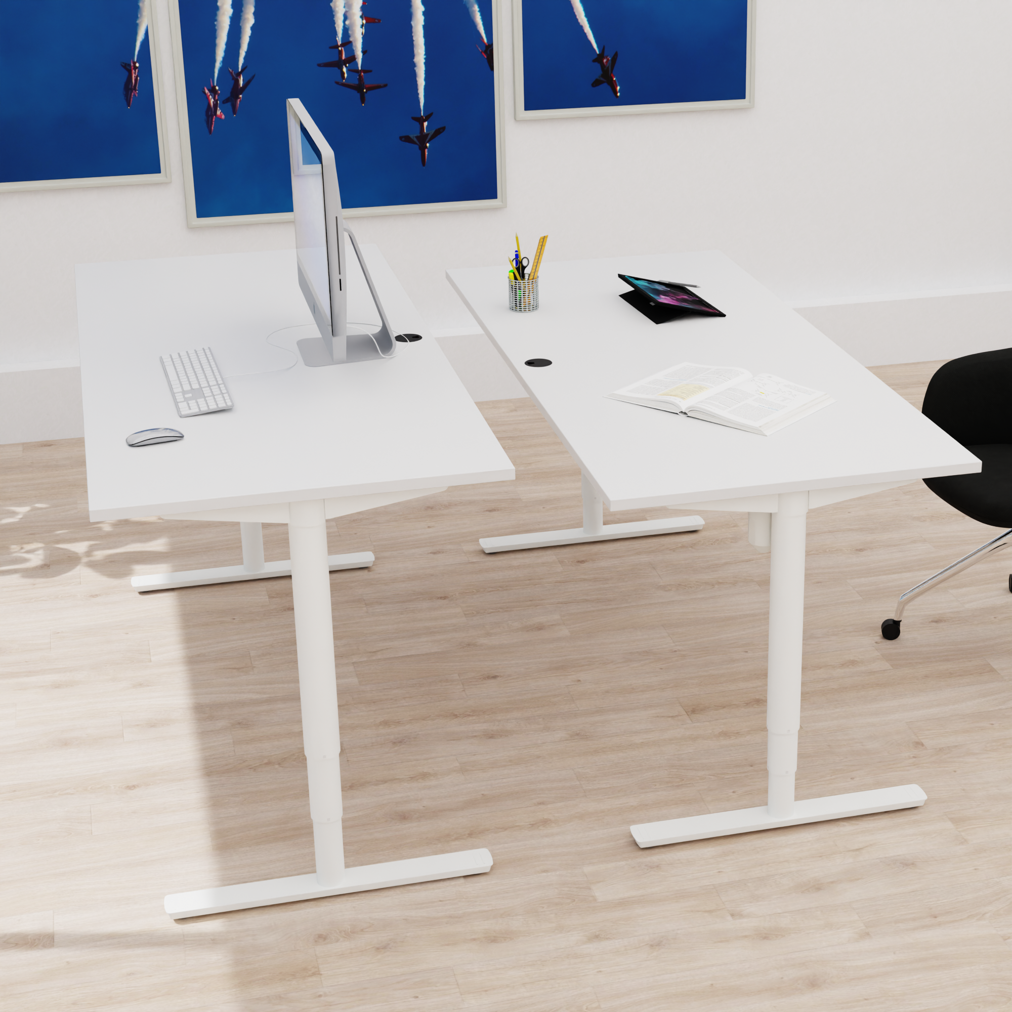 Electric Adjustable Desk | 180x80 cm | White with white frame