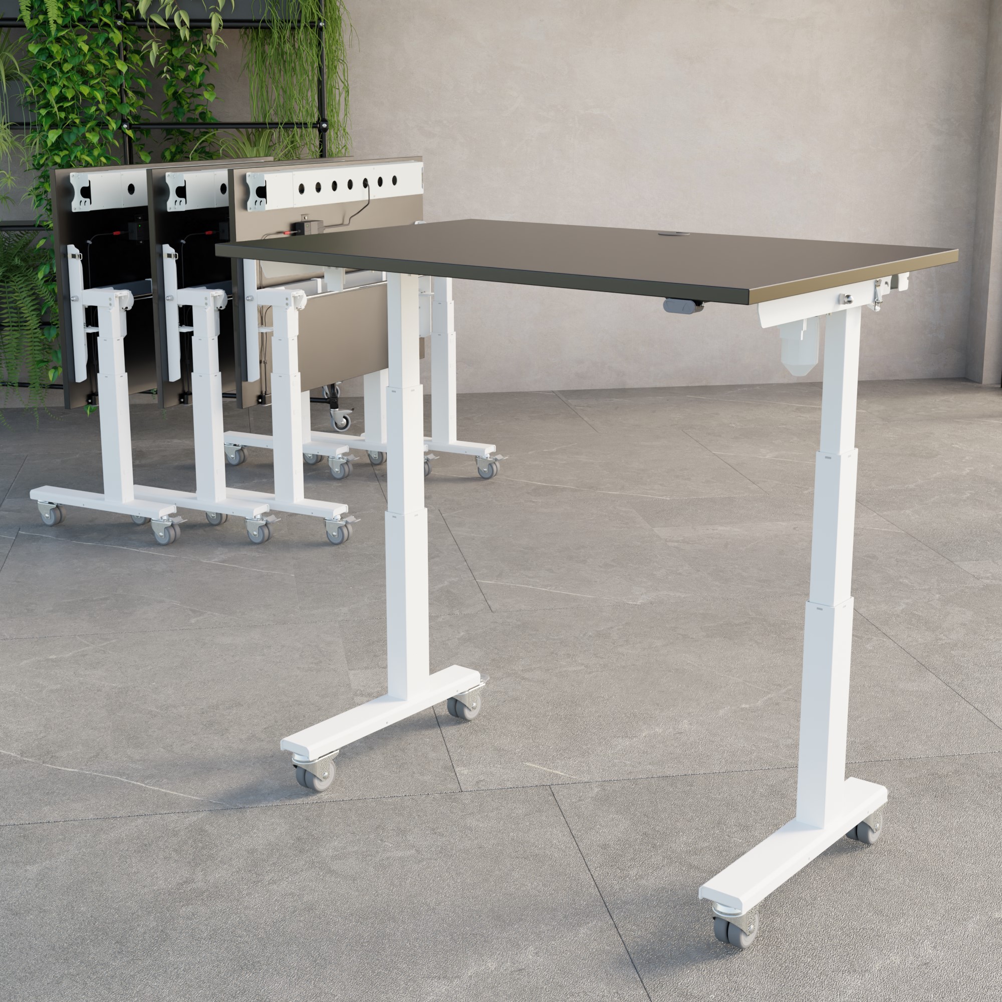 Electric Adjustable Desk | 160x80 cm | Black  with white frame