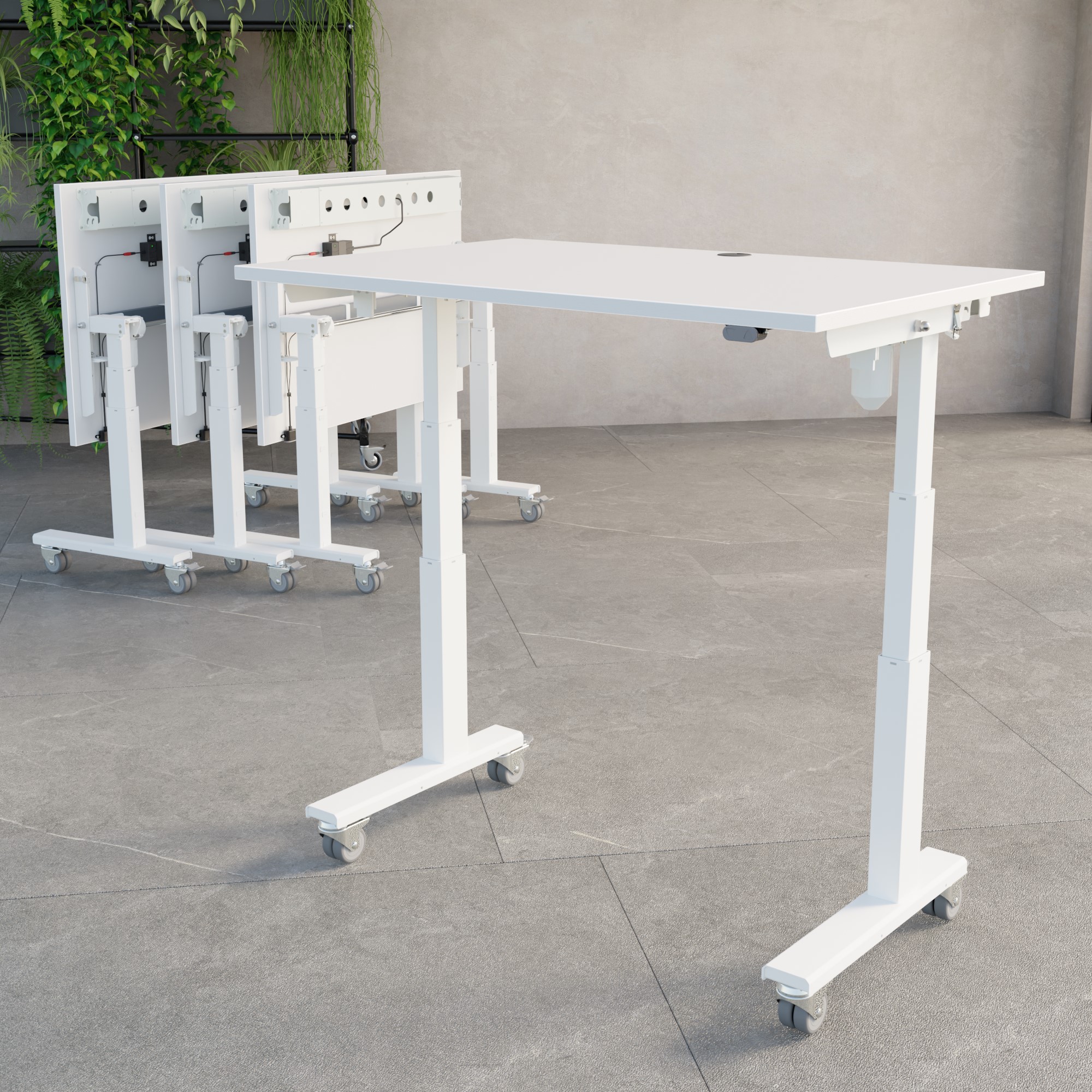 Electric Adjustable Desk | 160x80 cm | White with white frame