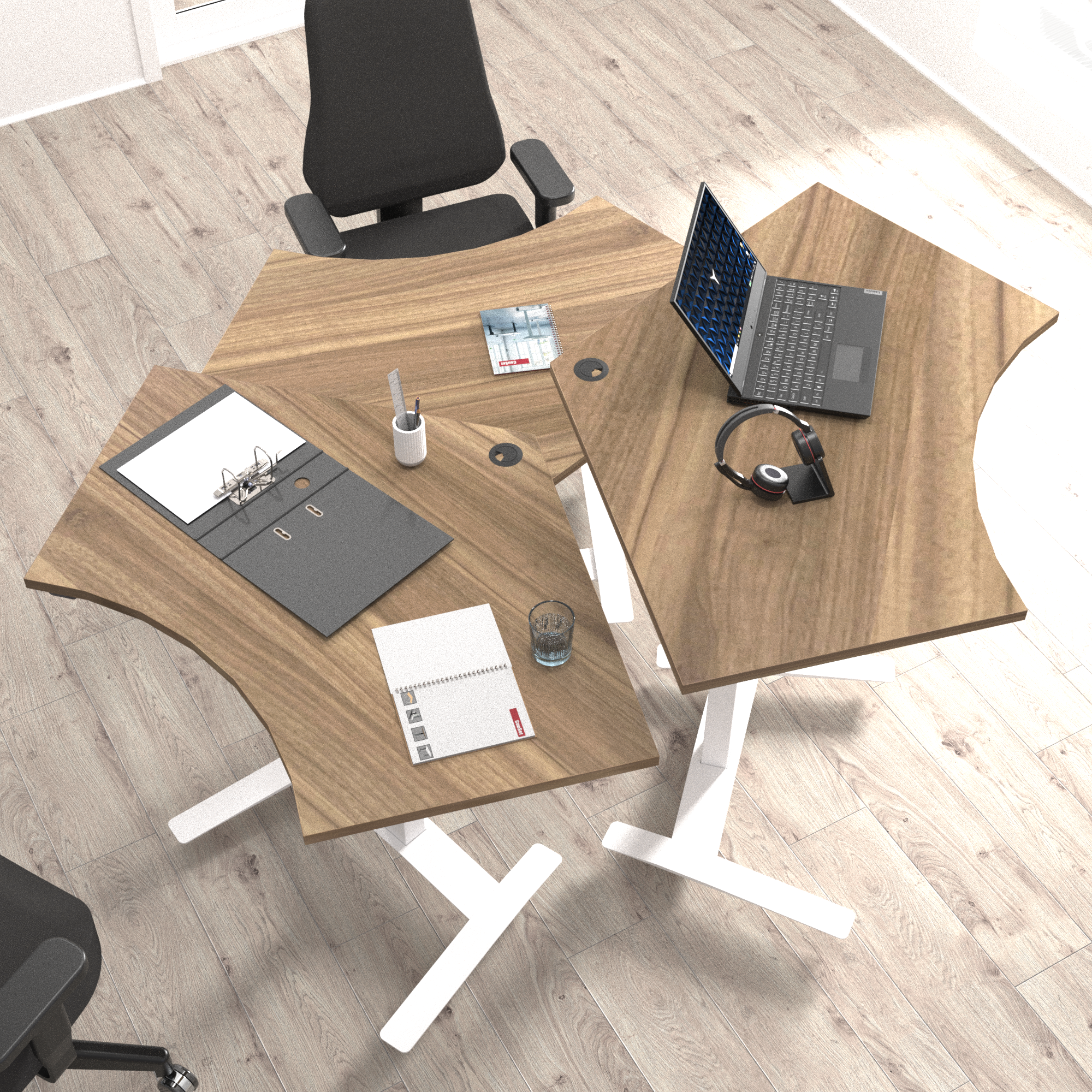 Electric Adjustable Desk | 138x92 cm | Walnut with white frame