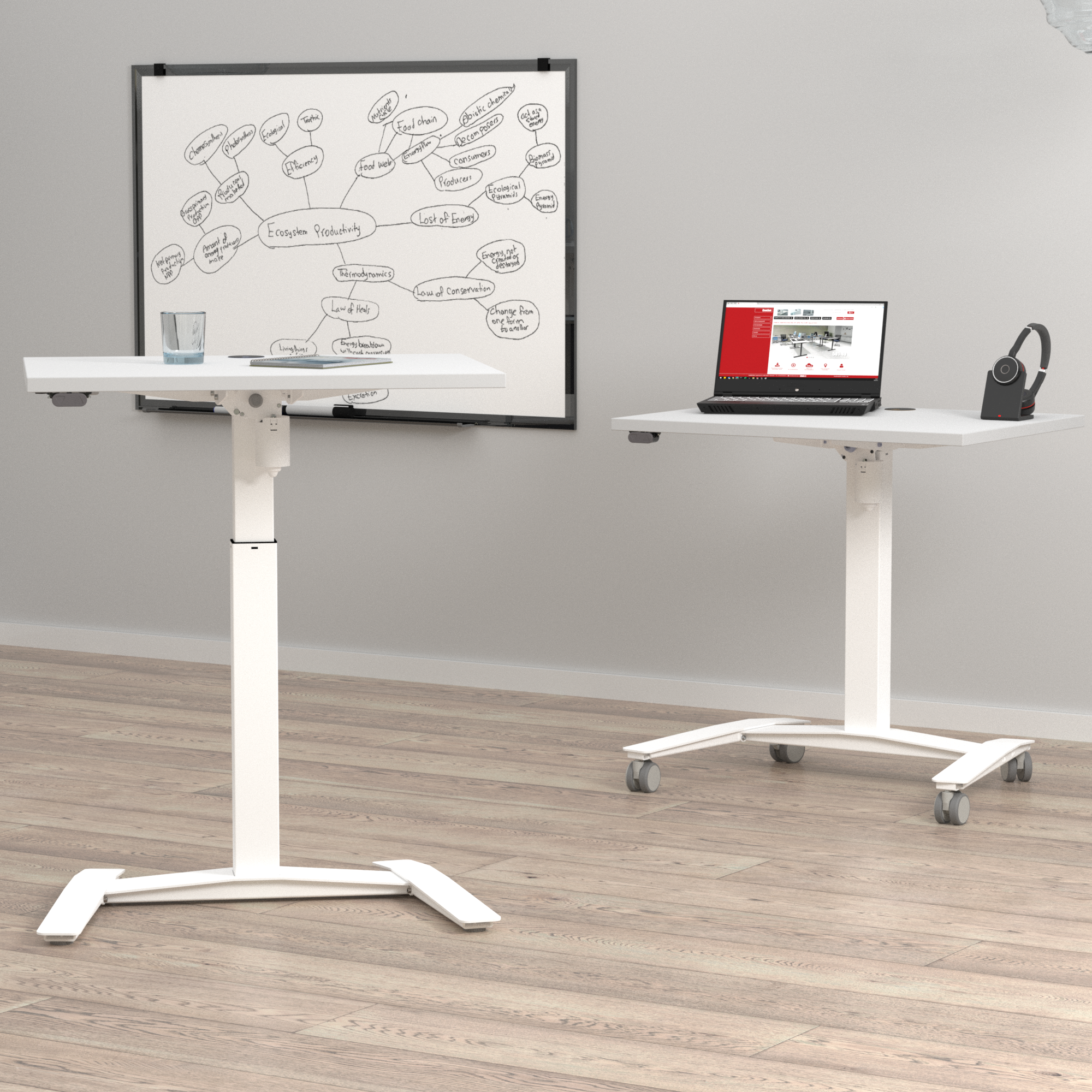 Electric Adjustable Desk | 100x60 cm | White with white frame
