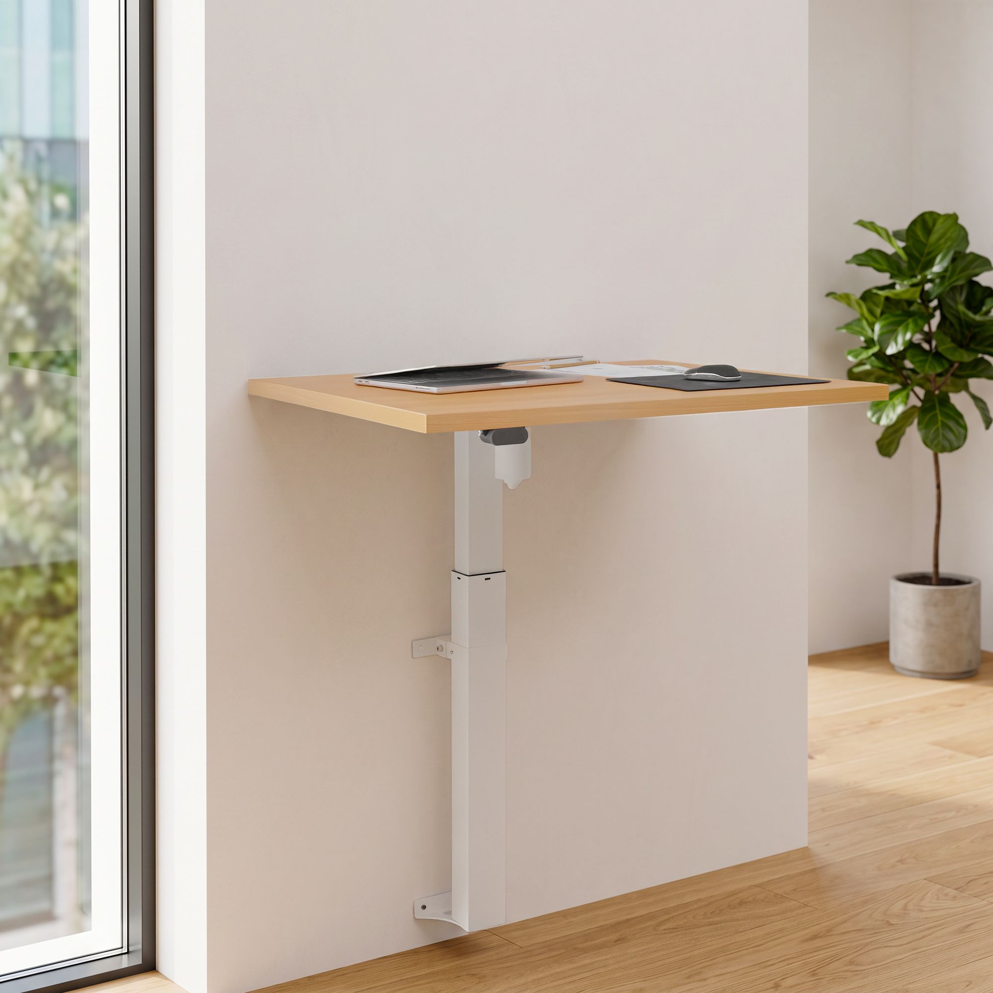 Ergonomic desk | 80x60 cm | Beech with white frame
