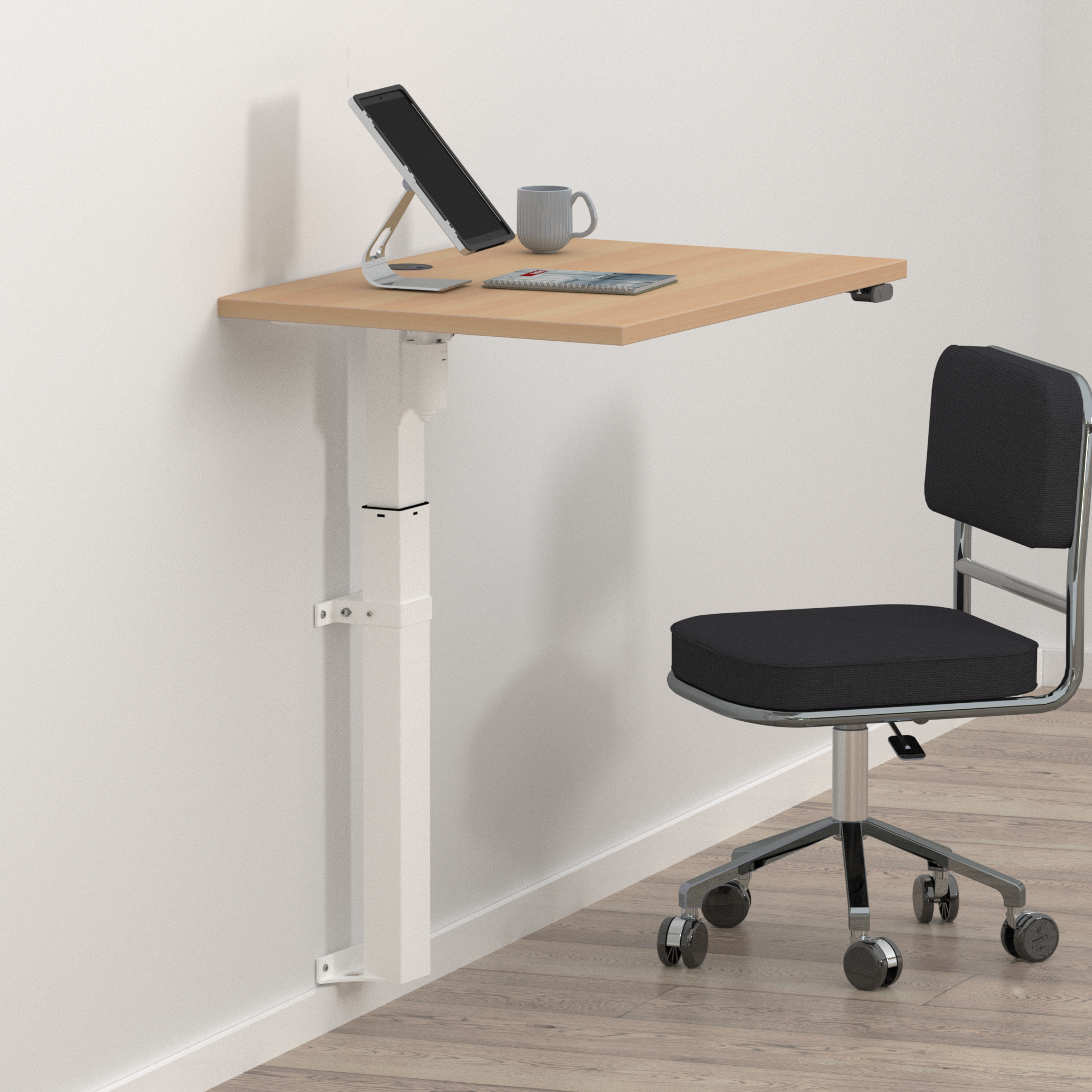 Electric Adjustable Desk | 80x60 cm | Beech with white frame