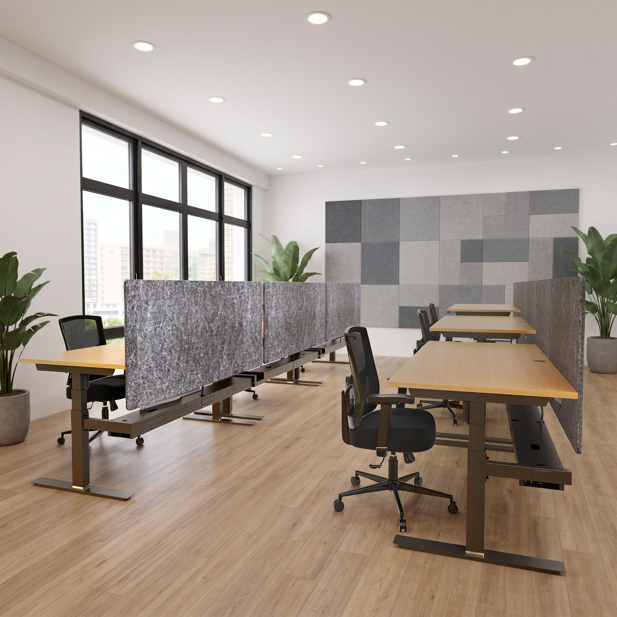Ergonomic desk | 140x80 cm | Beech with black frame