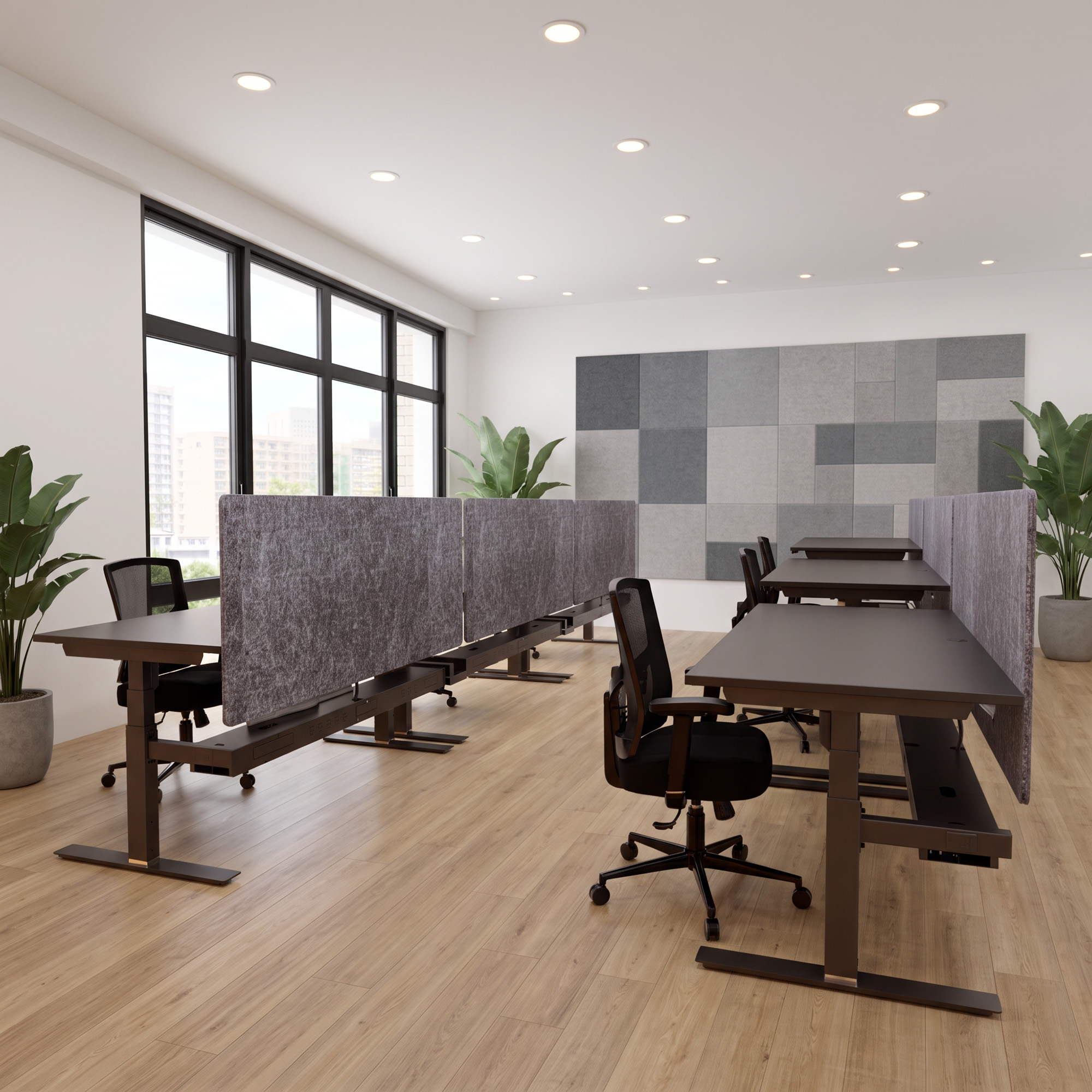 Ergonomic desk | 140x80 cm | Black  with black frame