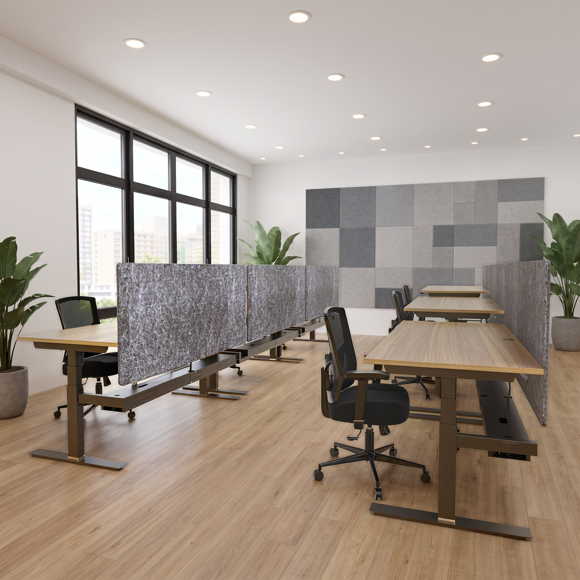 Ergonomic desk | 140x80 cm | Walnut with black frame