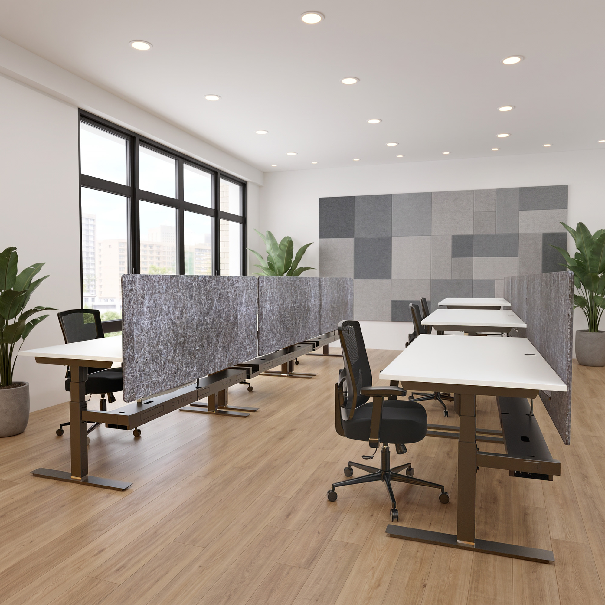 Ergonomic desk | 140x80 cm | White with black frame