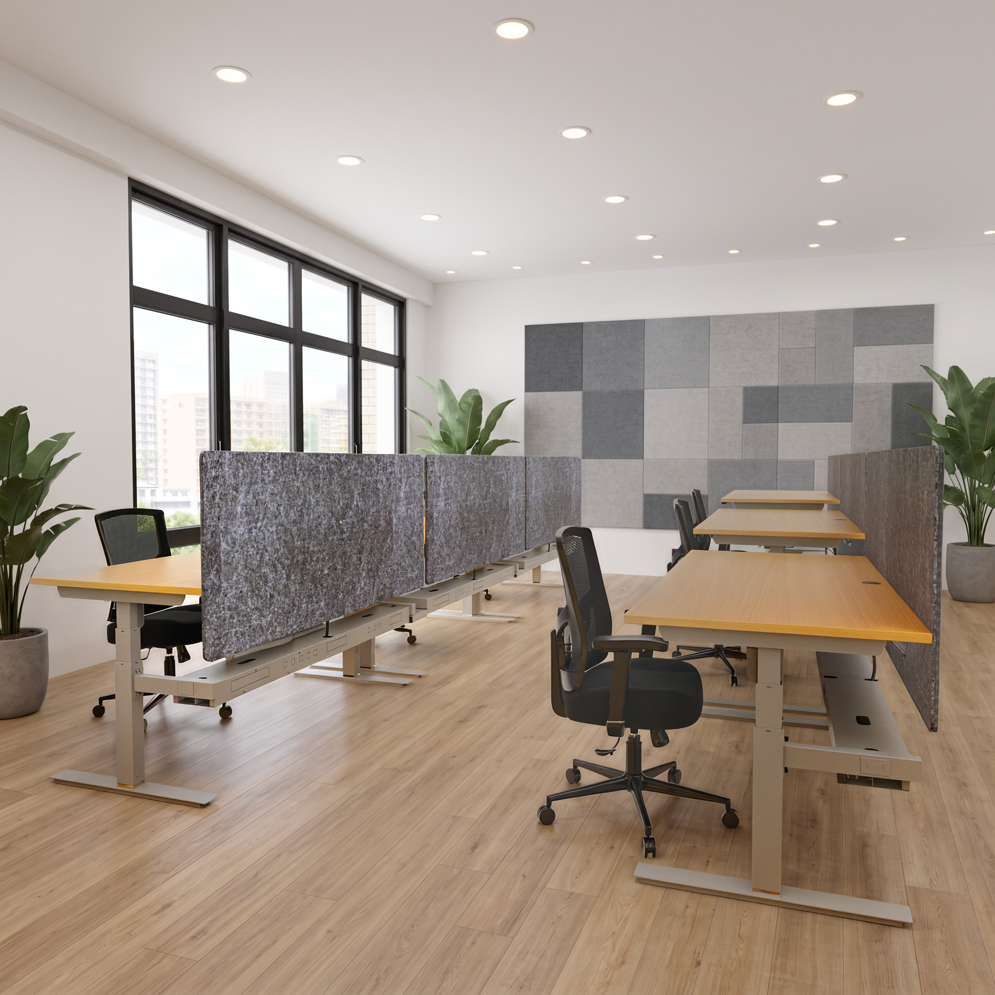Ergonomic desk | 140x80 cm | Beech with silver frame