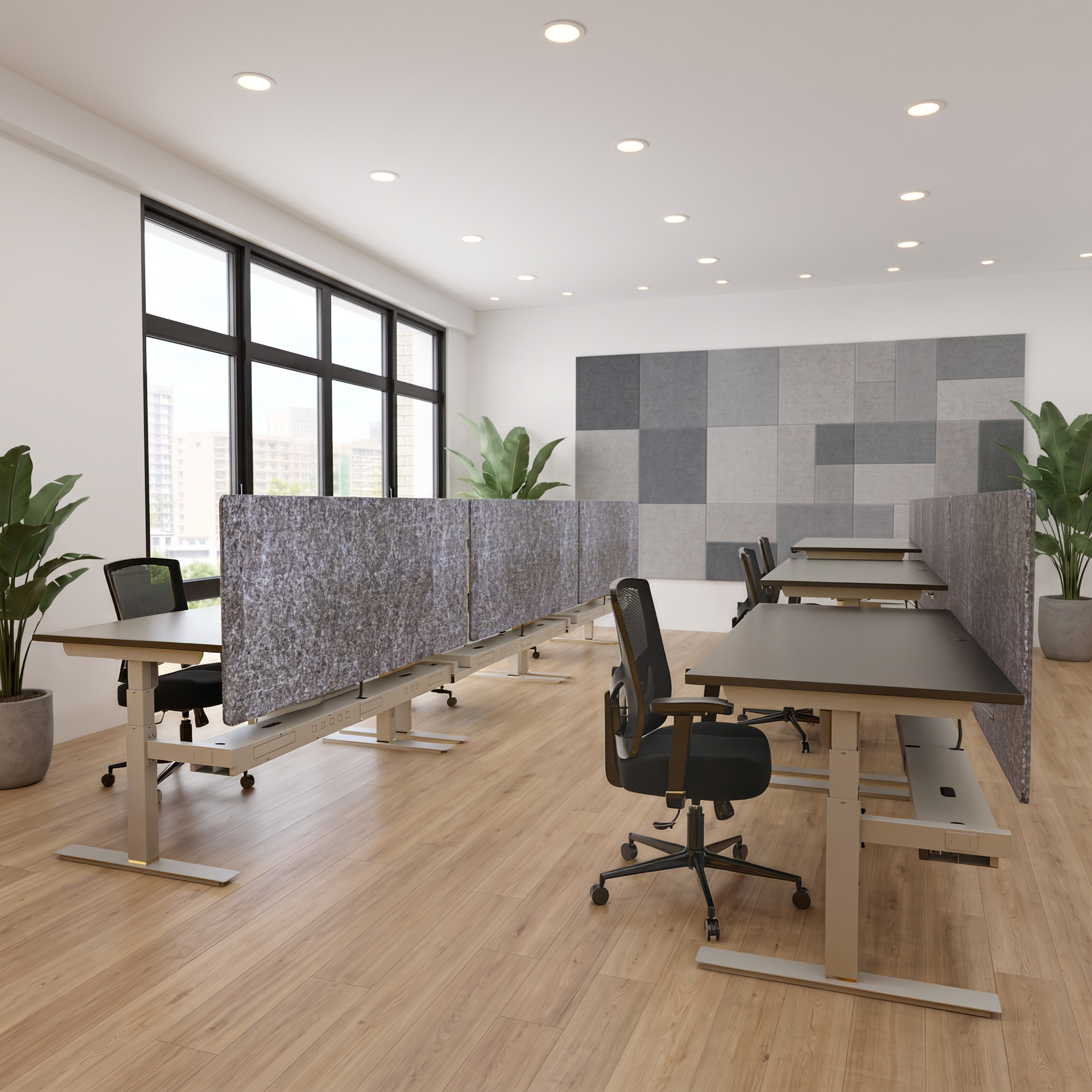 Ergonomic desk | 140x80 cm | Black  with silver frame