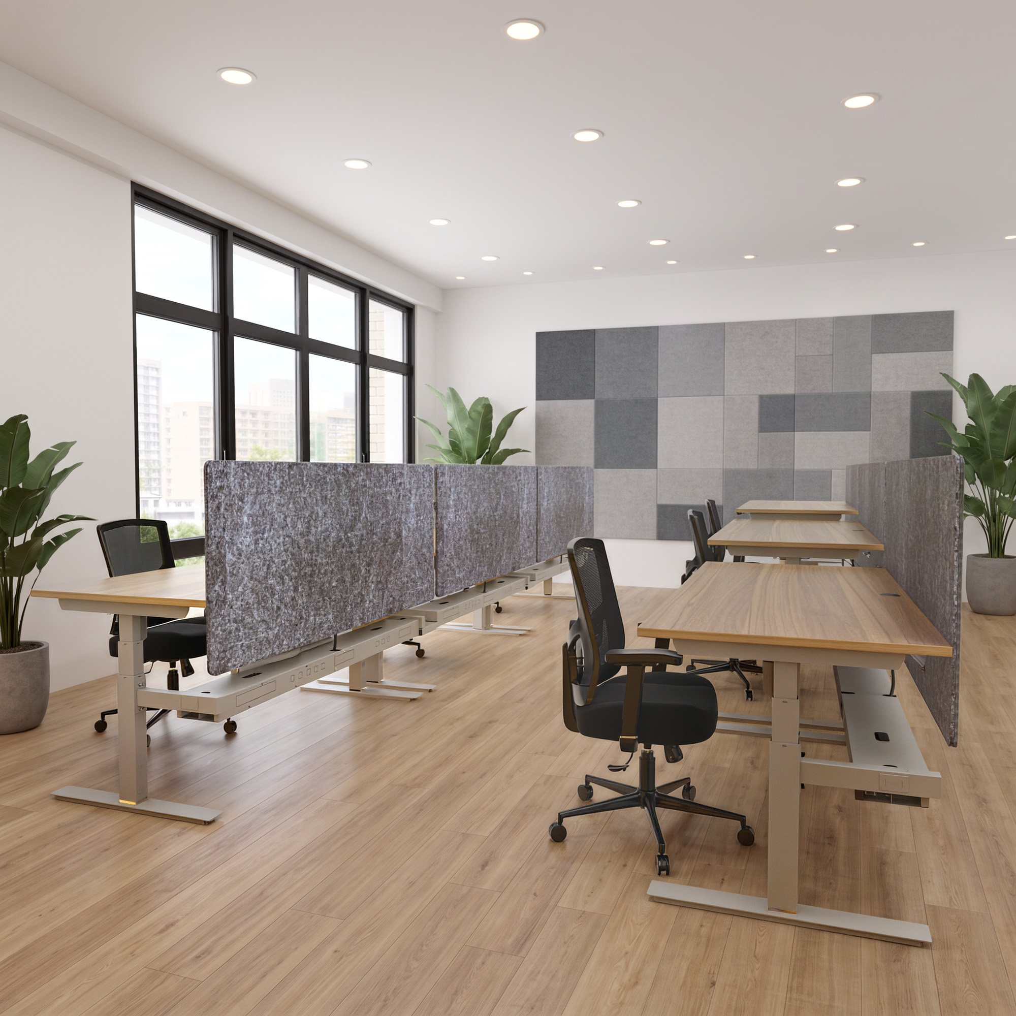 Ergonomic desk | 140x80 cm | Walnut with silver frame