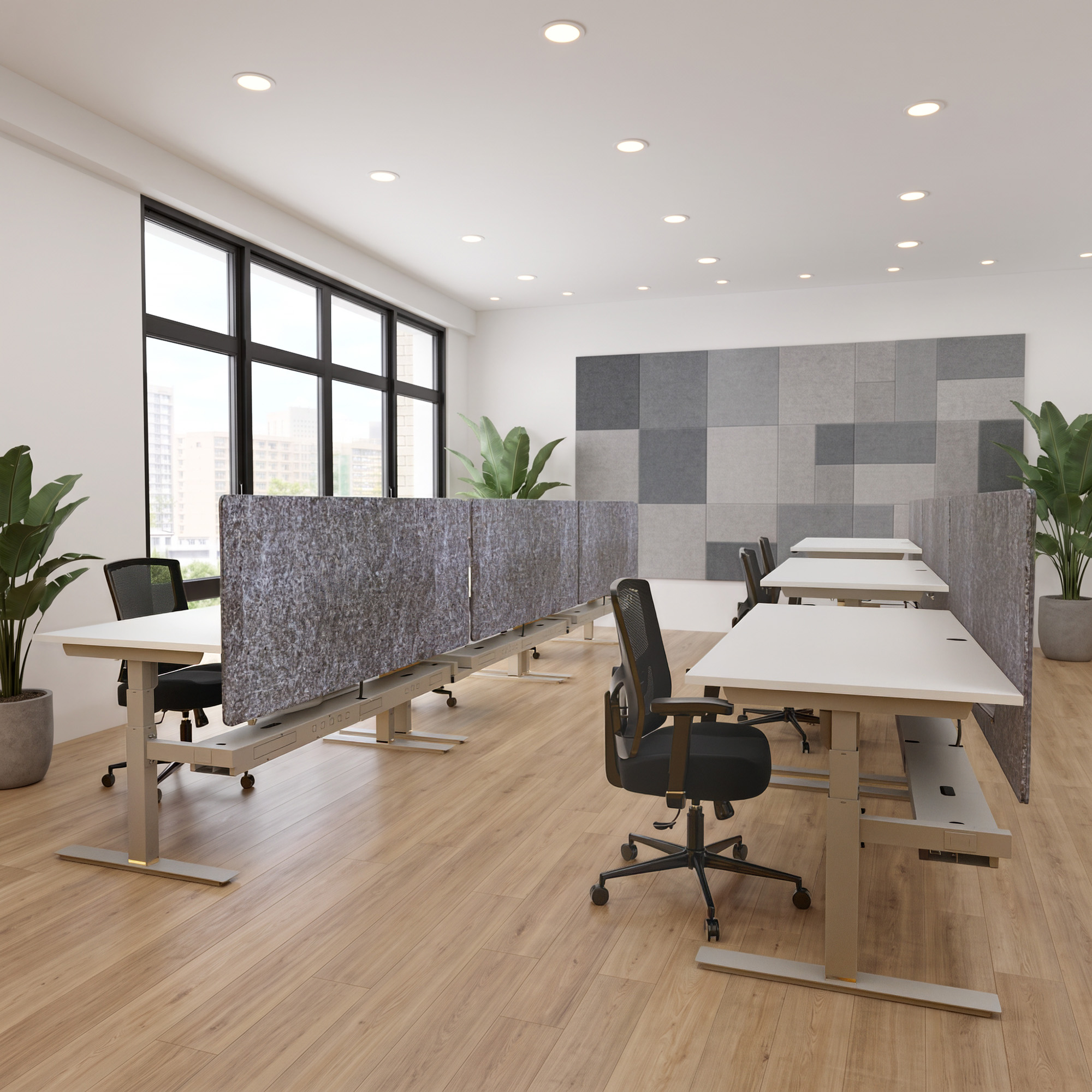 Ergonomic desk | 140x80 cm | White with silver frame