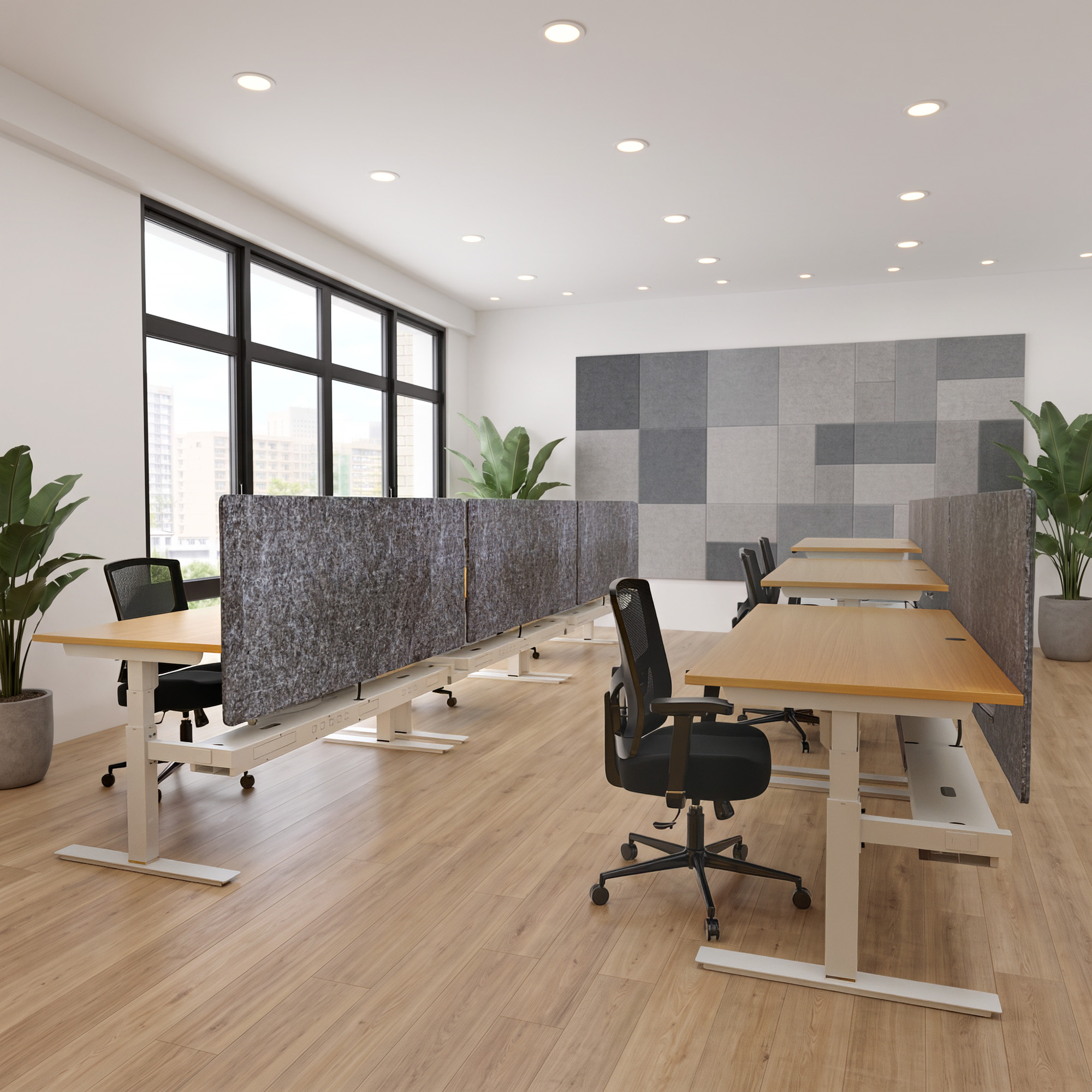Ergonomic desk | 140x80 cm | Beech with white frame