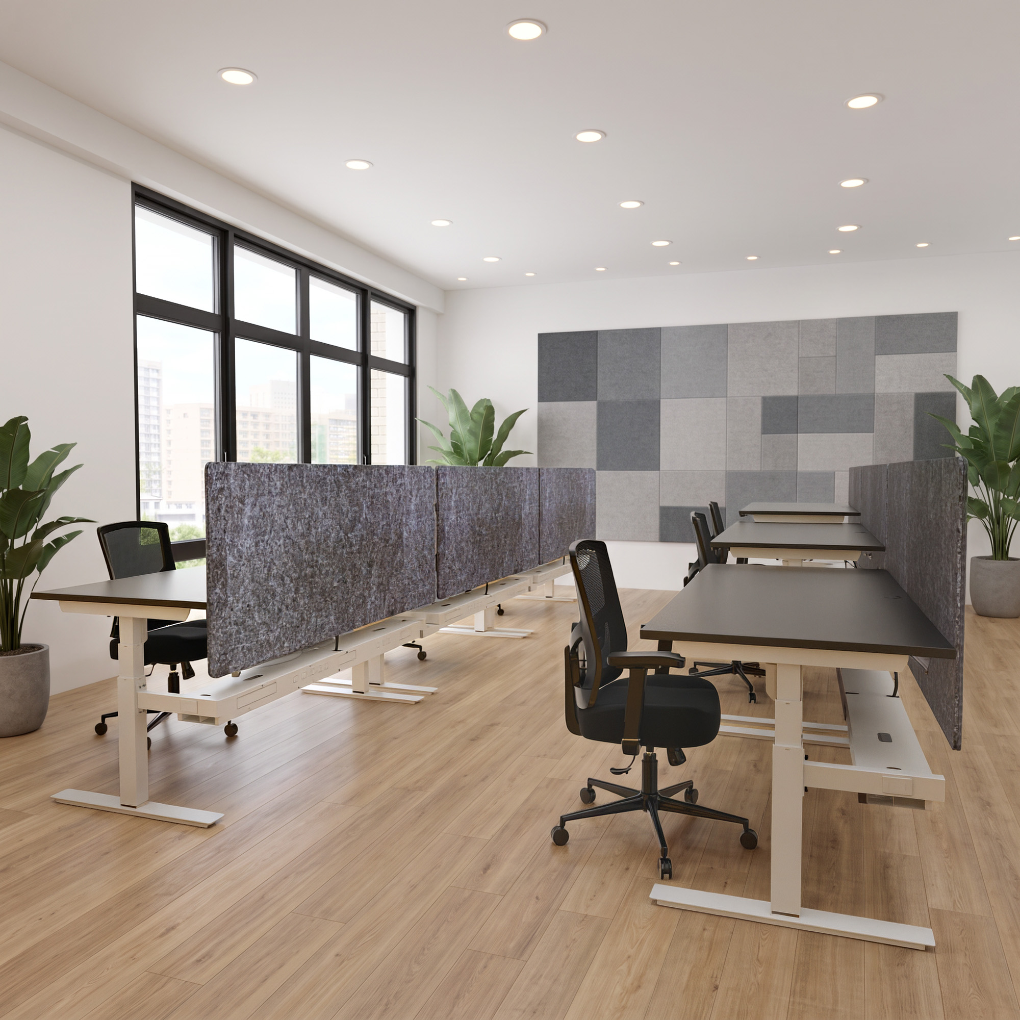 Ergonomic desk | 140x80 cm | Black  with white frame