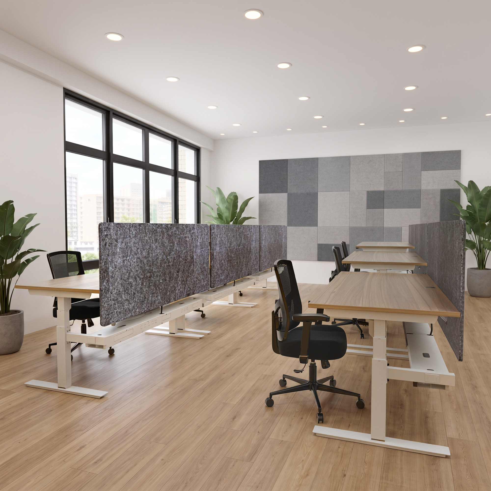 Ergonomic desk | 140x80 cm | Walnut with white frame