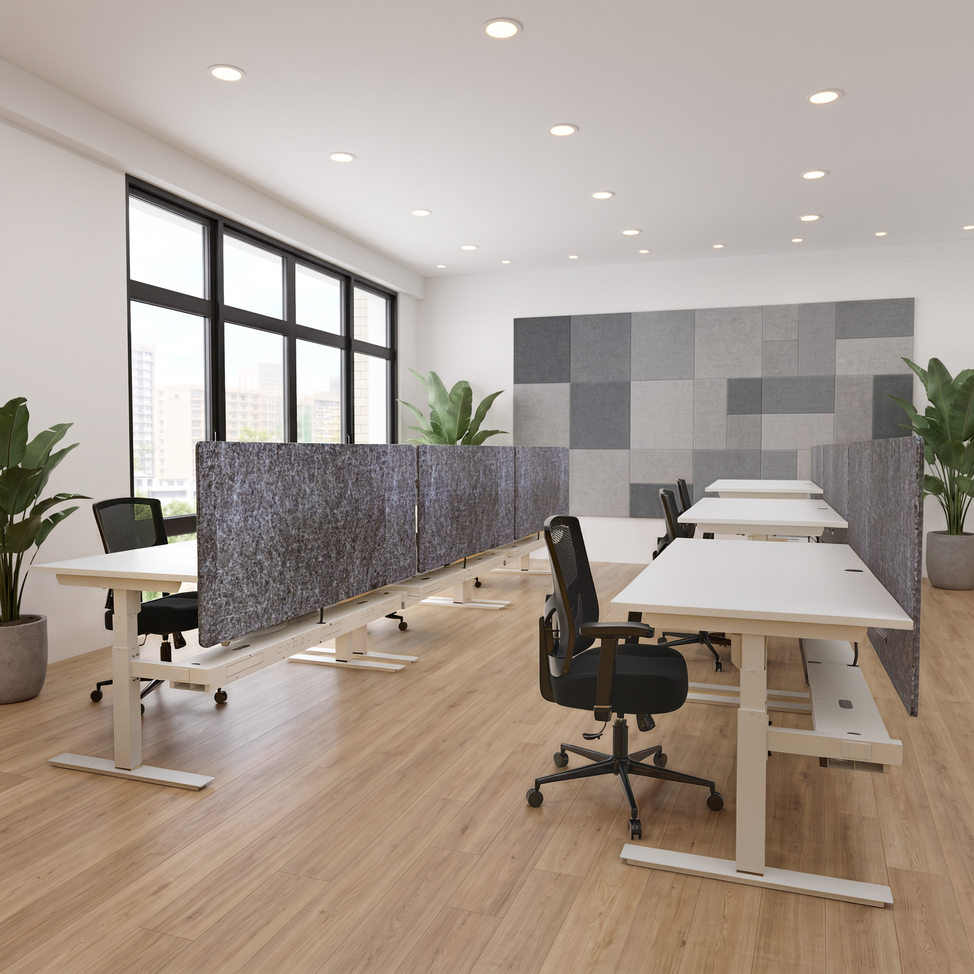 Ergonomic desk | 140x80 cm | White with white frame