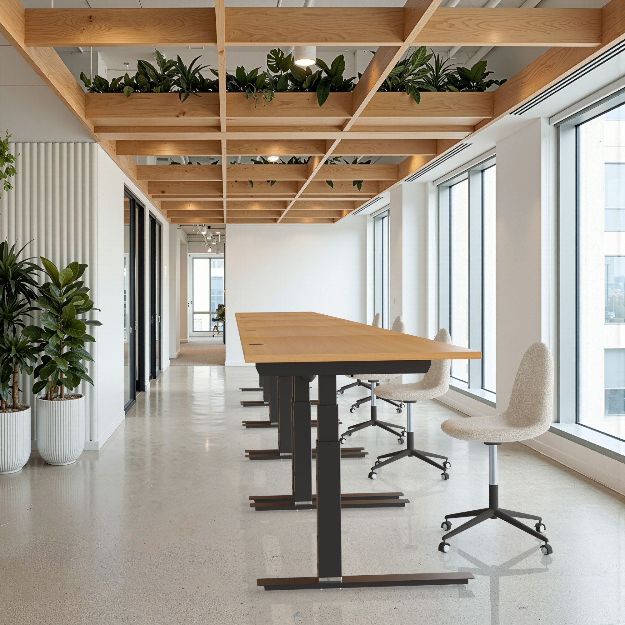 Ergonomic desk | 180x80 cm | Beech with black frame