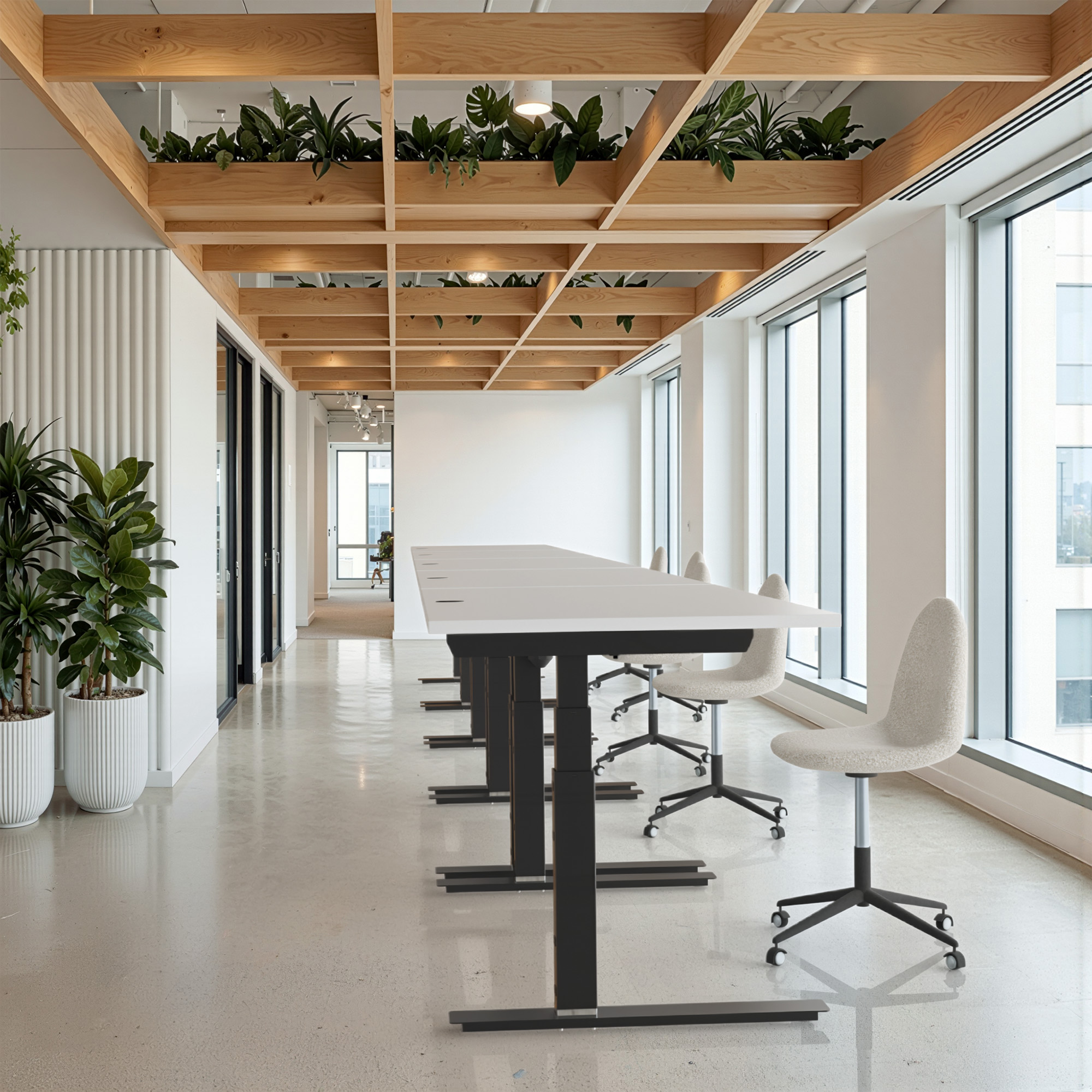 Ergonomic desk | 180x80 cm | White with black frame