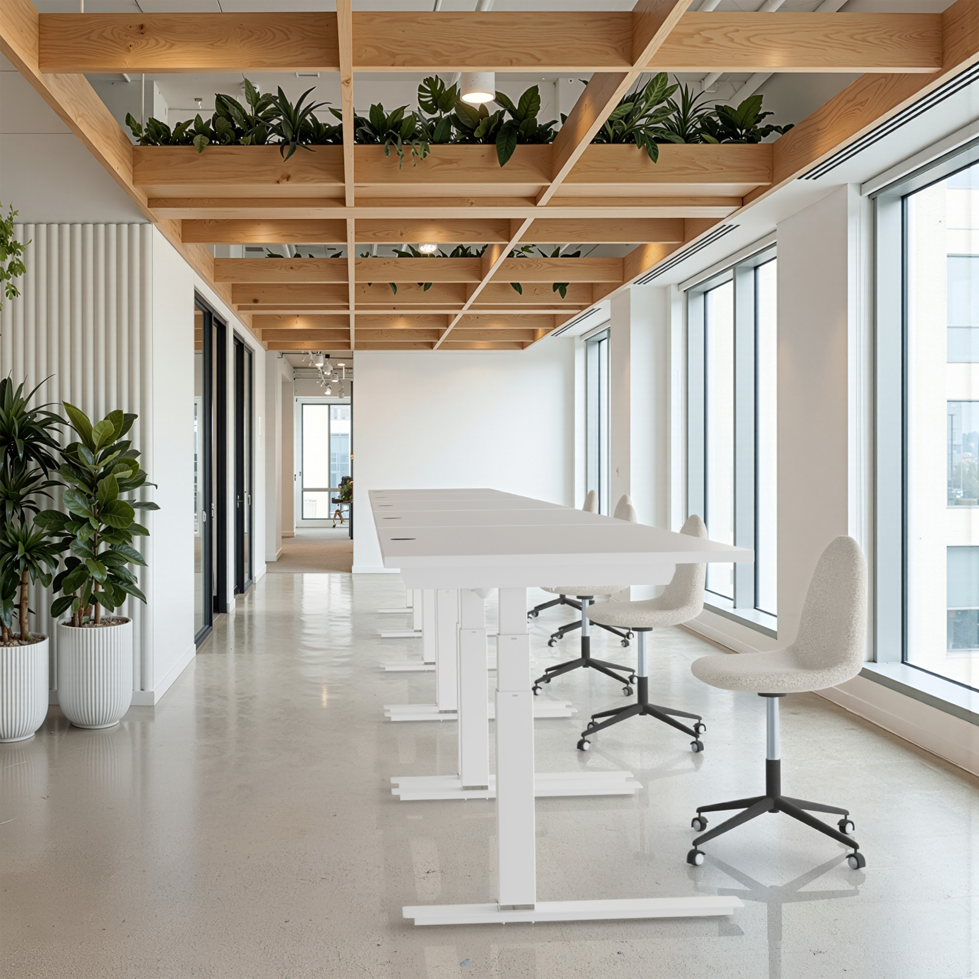 Ergonomic desk | 180x80 cm | White with white frame