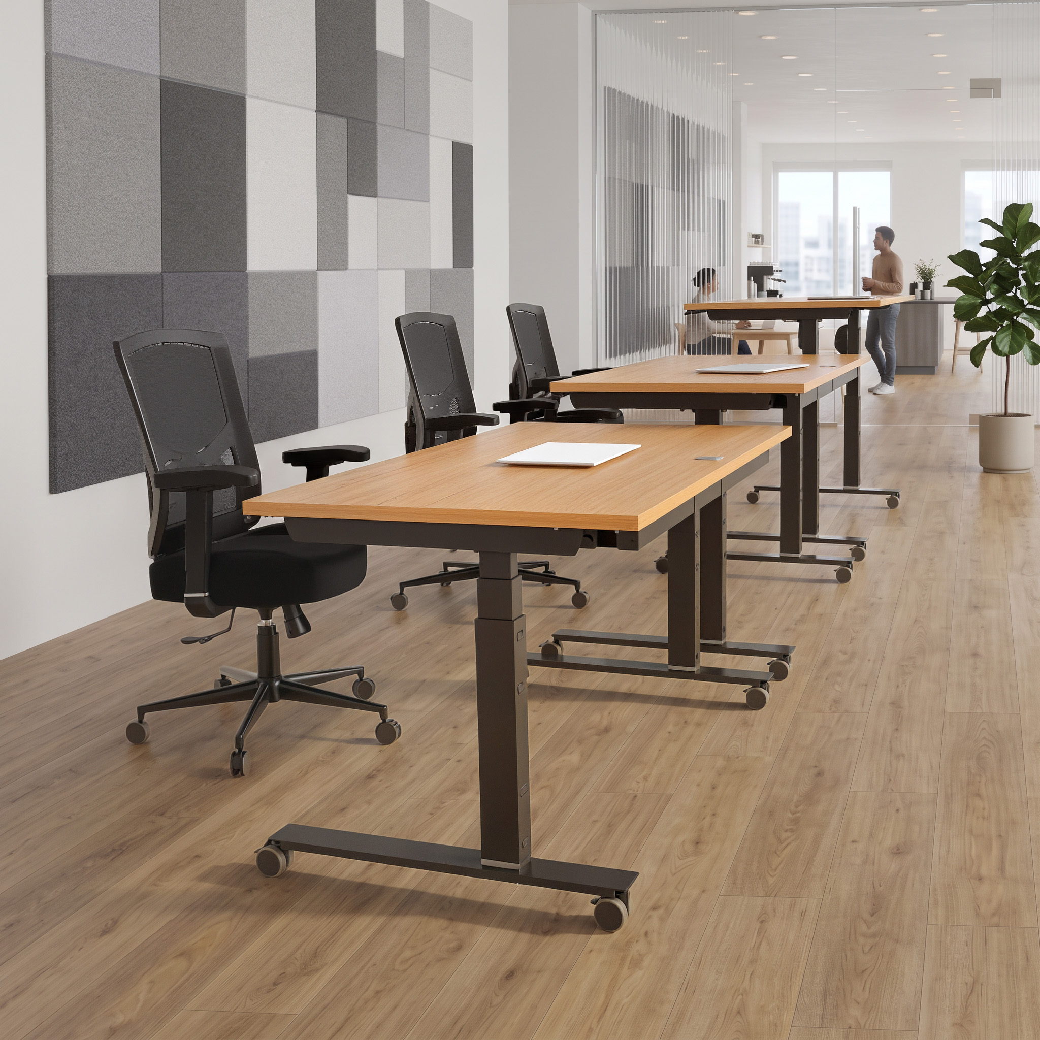 Ergonomic desk | 120x80 cm | Beech with black frame
