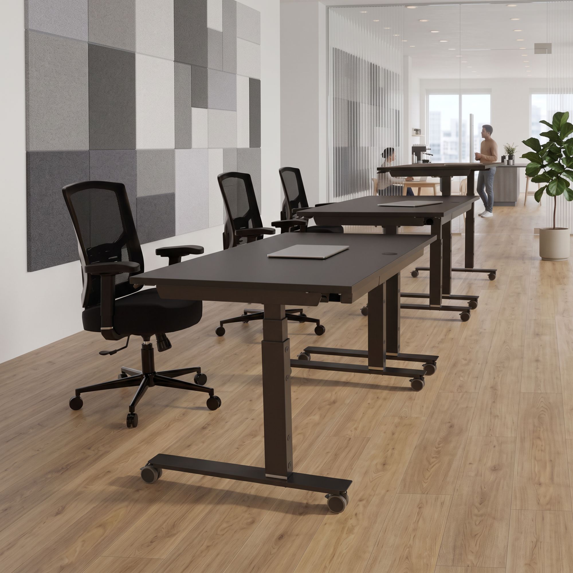 Ergonomic desk | 180x80 cm | Black  with black frame