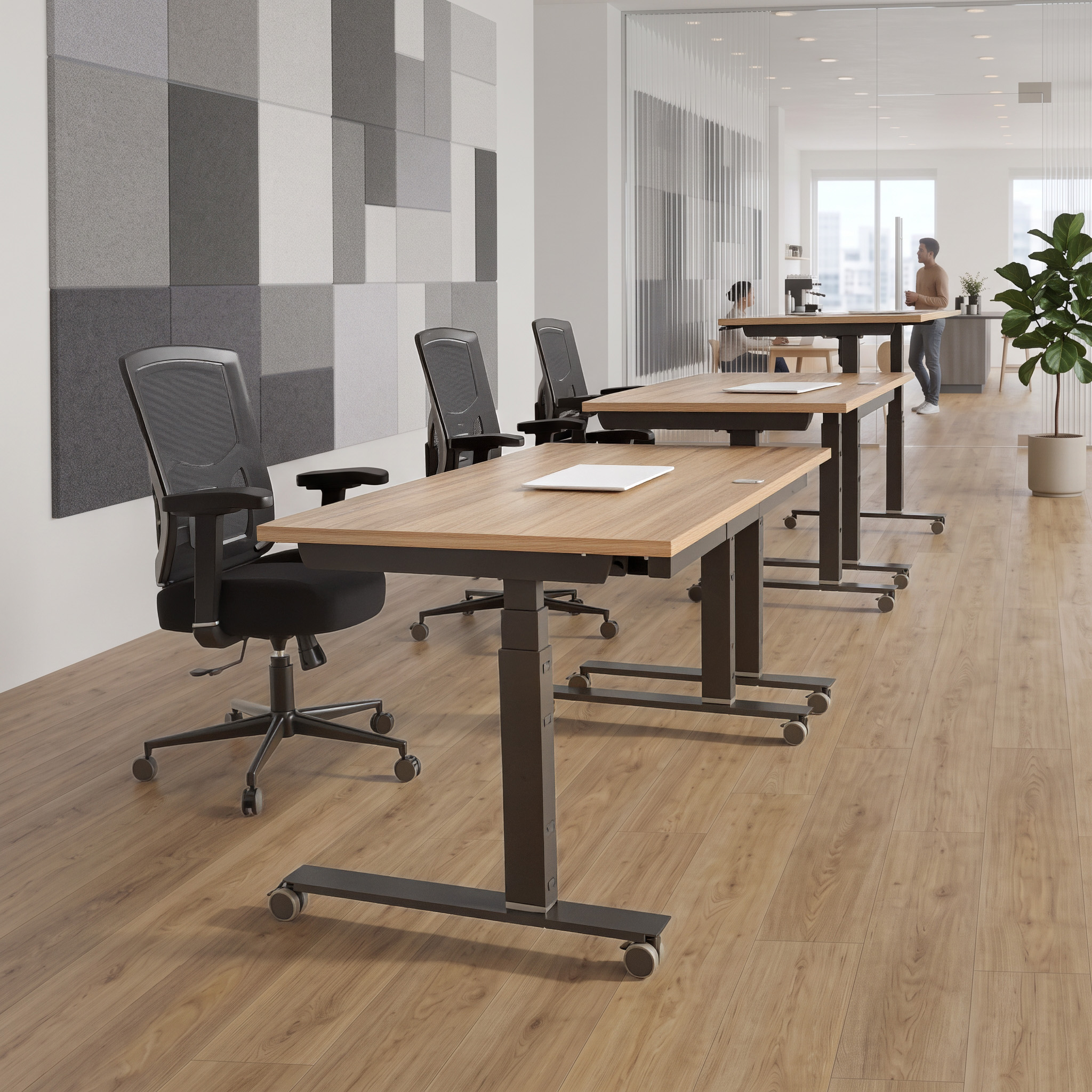 Ergonomic desk | 160x80 cm | Walnut with black frame