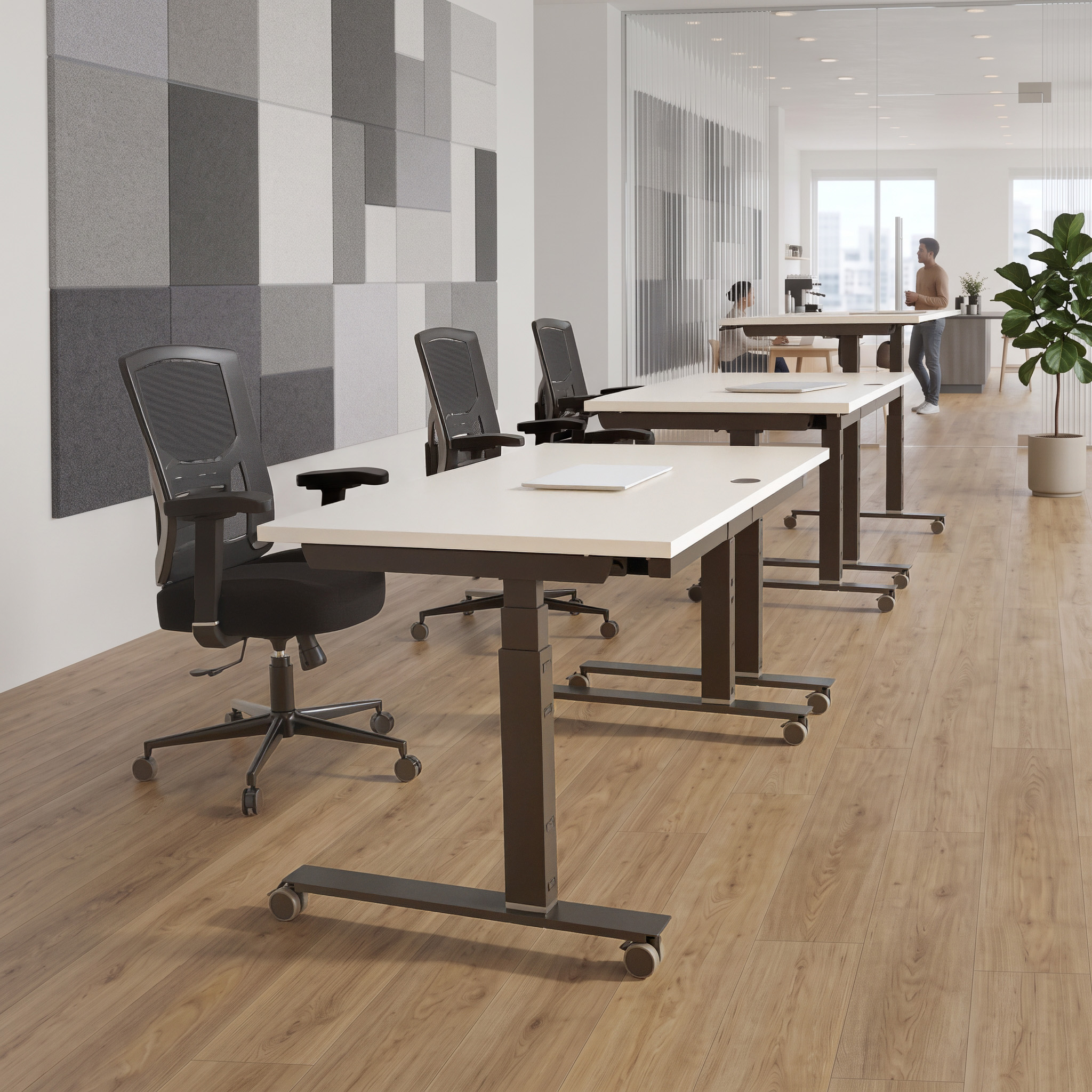 Ergonomic desk | 160x80 cm | White with black frame