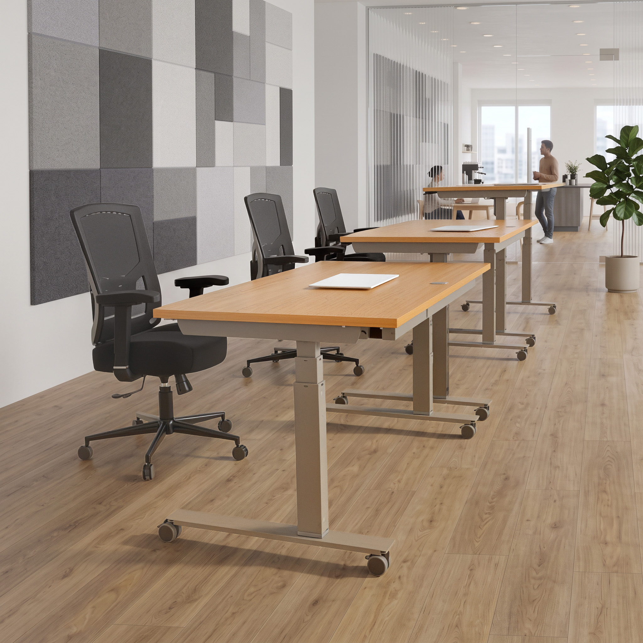 Ergonomic desk | 140x80 cm | Beech with silver frame