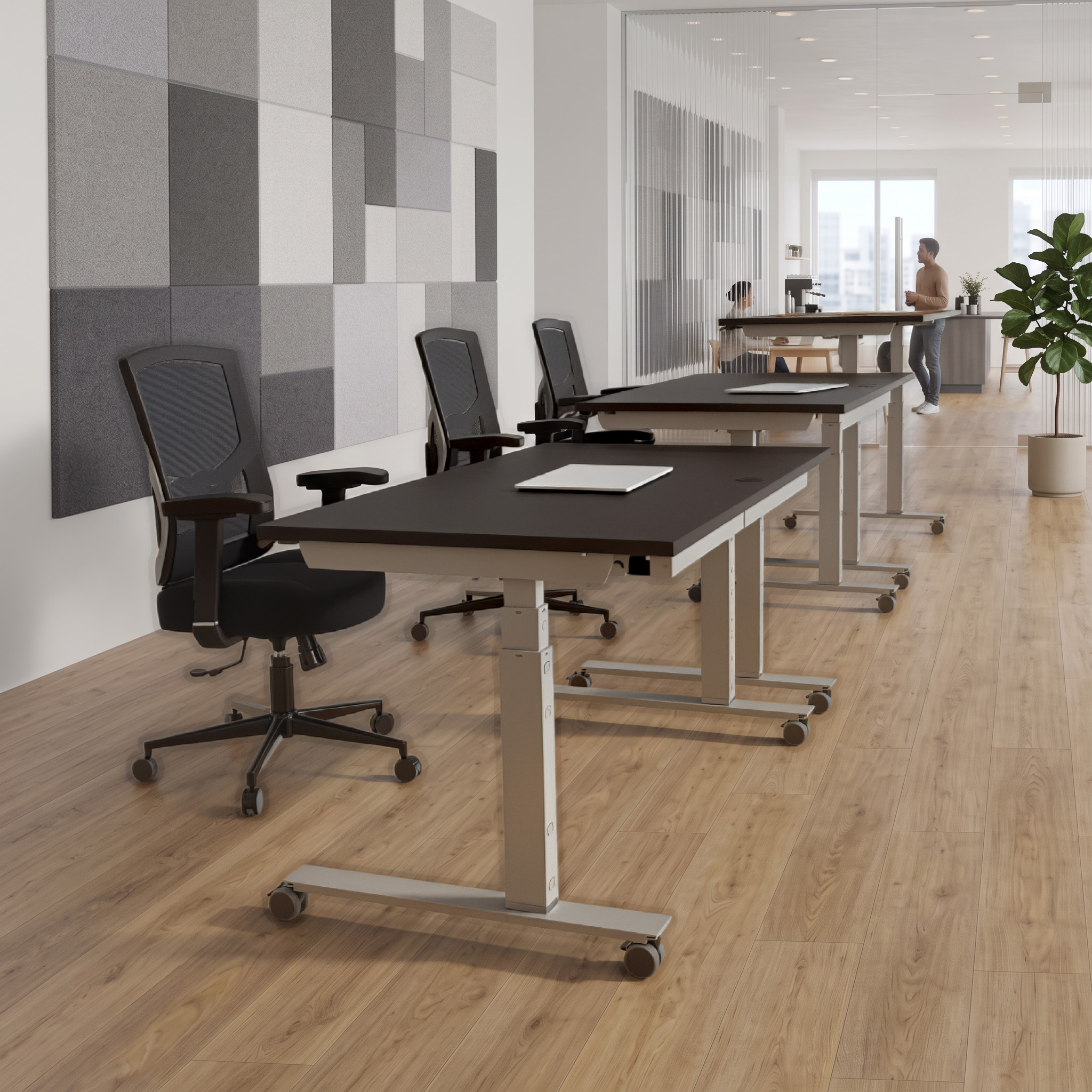 Ergonomic desk | 140x80 cm | Black  with silver frame