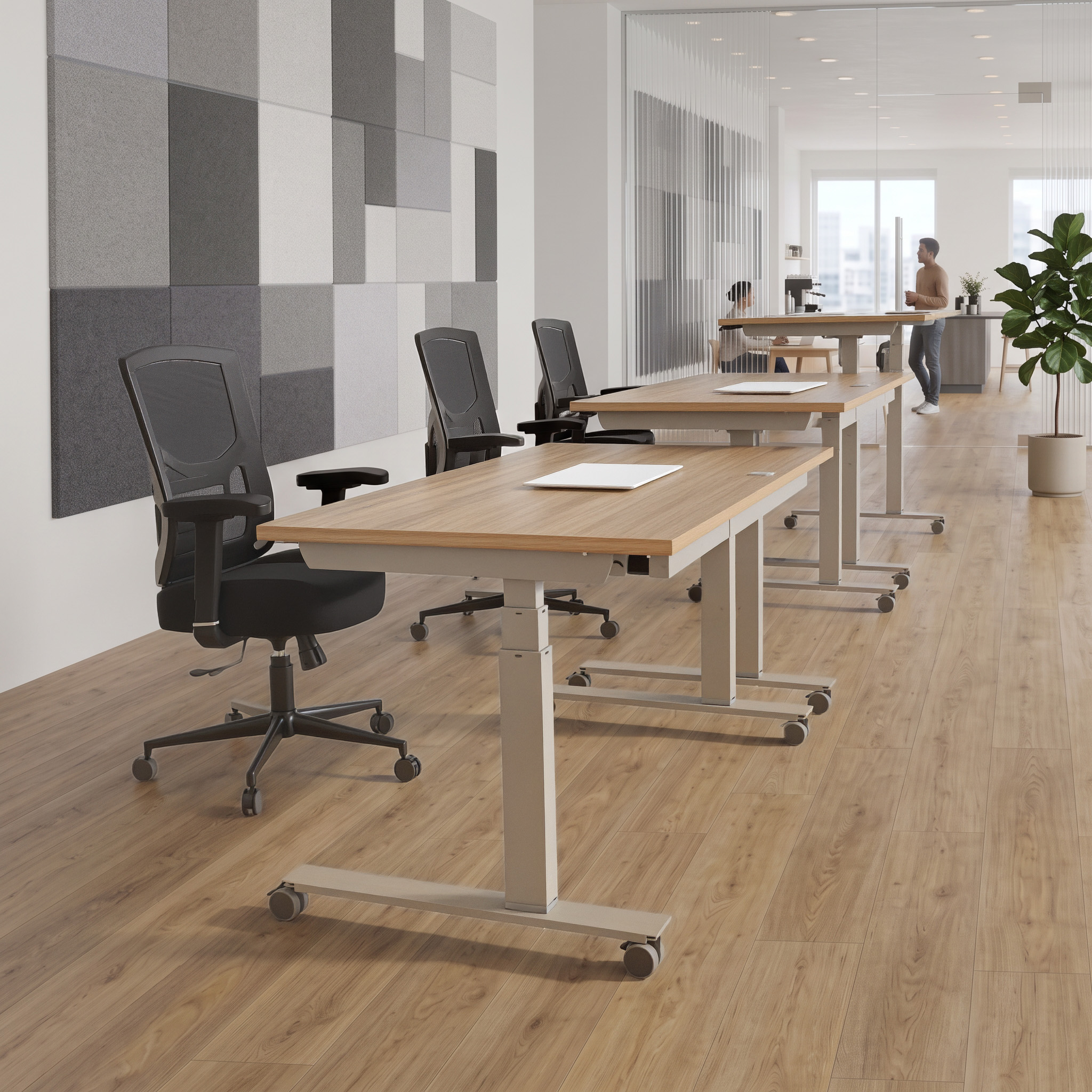 Ergonomic desk | 140x80 cm | Walnut with silver frame