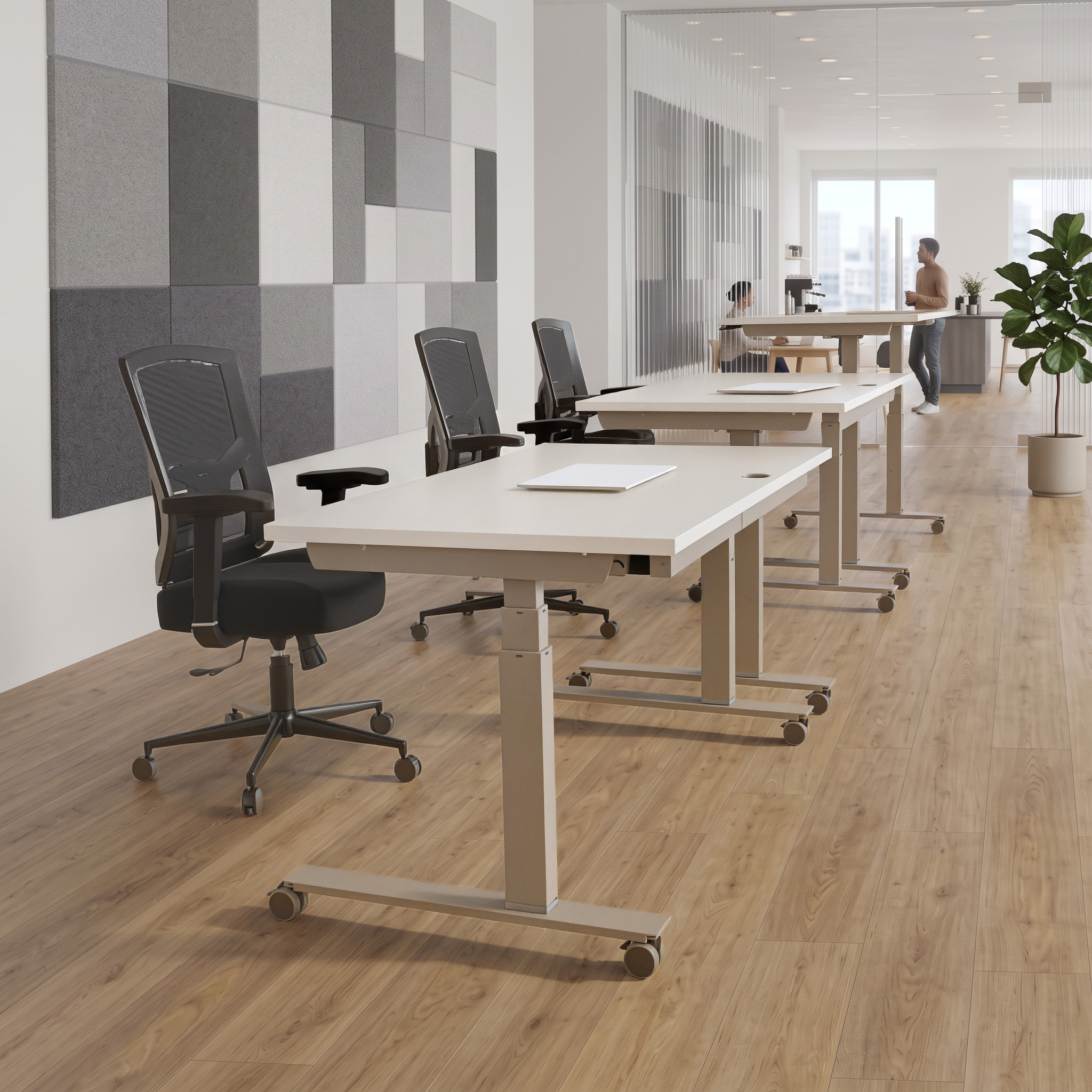 Ergonomic desk | 140x80 cm | White with silver frame