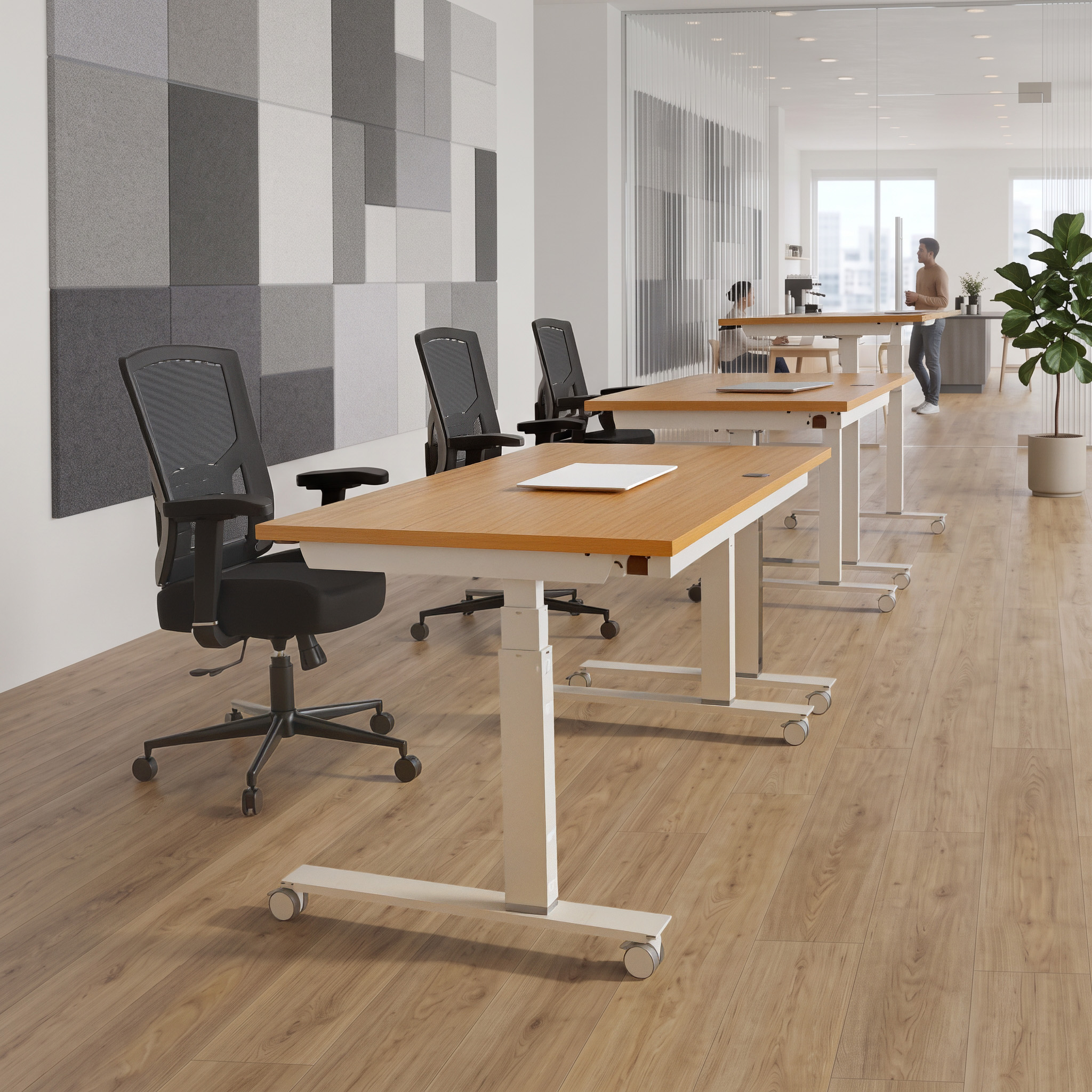 Ergonomic desk | 160x80 cm | Beech with white frame