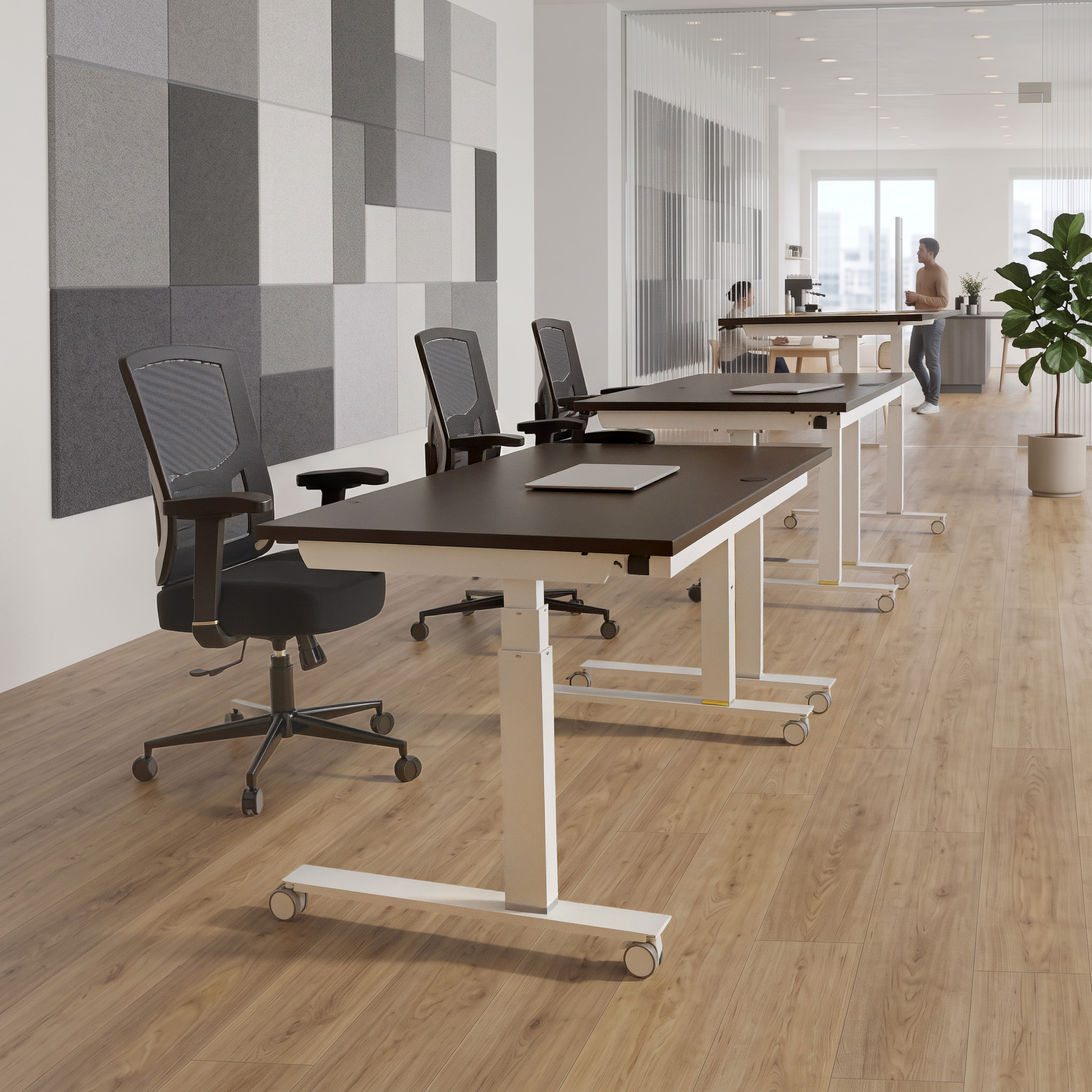 Ergonomic desk | 140x80 cm | Black  with white frame