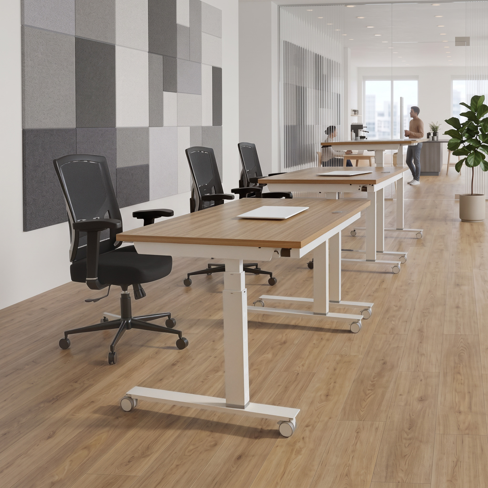 Ergonomic desk | 140x80 cm | Walnut with white frame