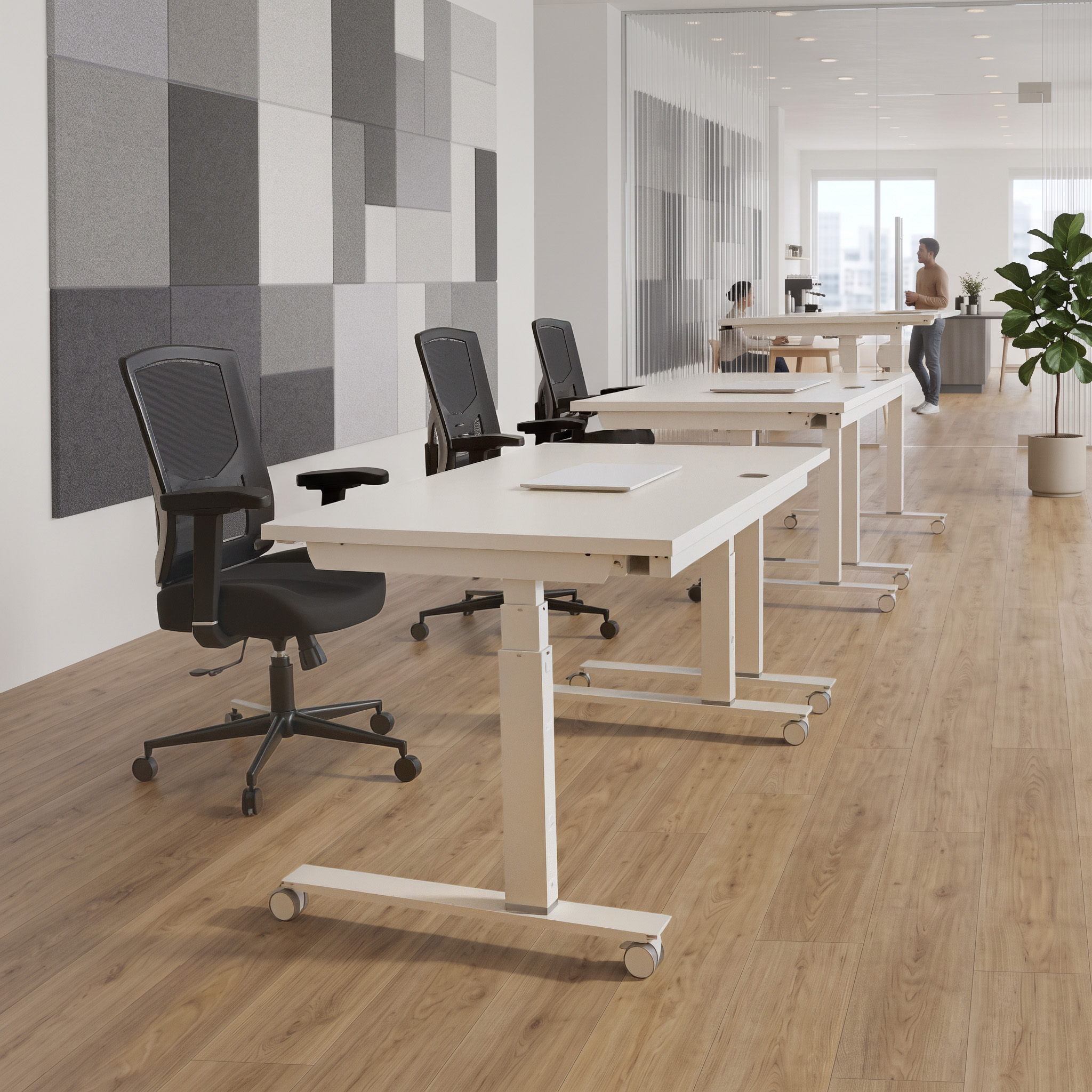 Ergonomic desk | 140x80 cm | White with white frame